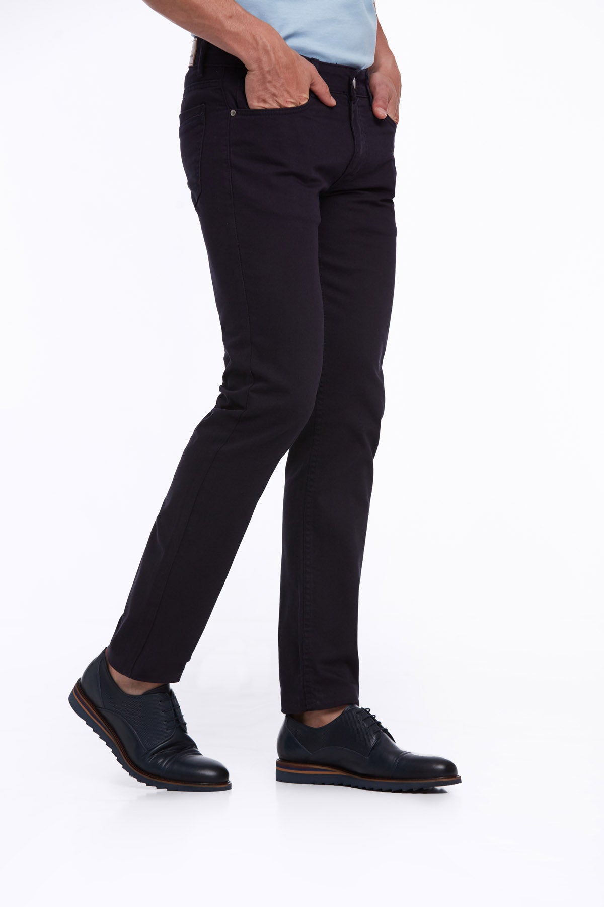 Regular Fit 5 Pocket High Waist Cotton Navy Denim - SAYKI