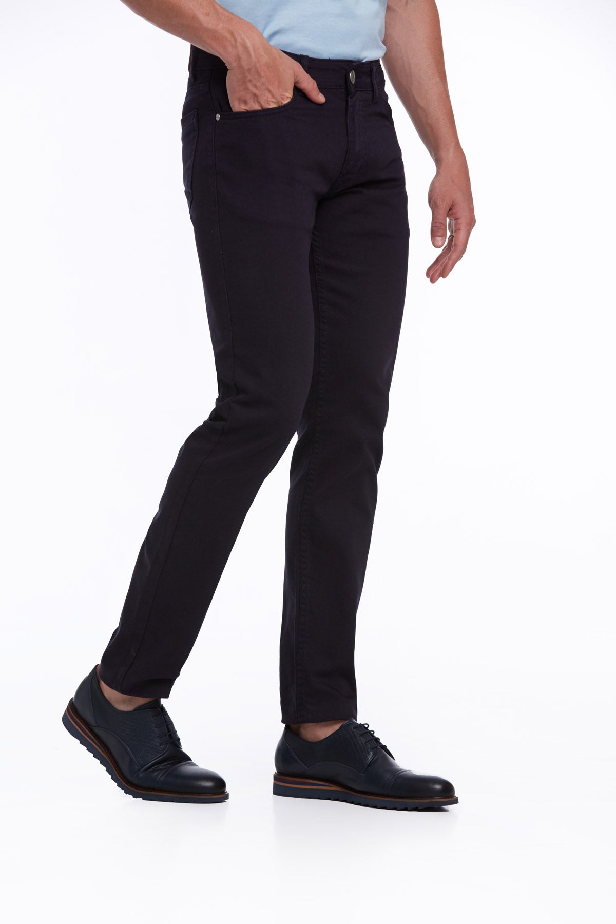 Regular Fit 5 Pocket High Waist Cotton Navy Denim - SAYKI