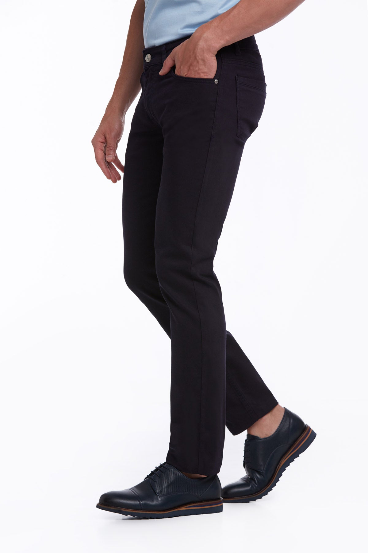 Regular Fit 5 Pocket High Waist Cotton Navy Denim - SAYKI