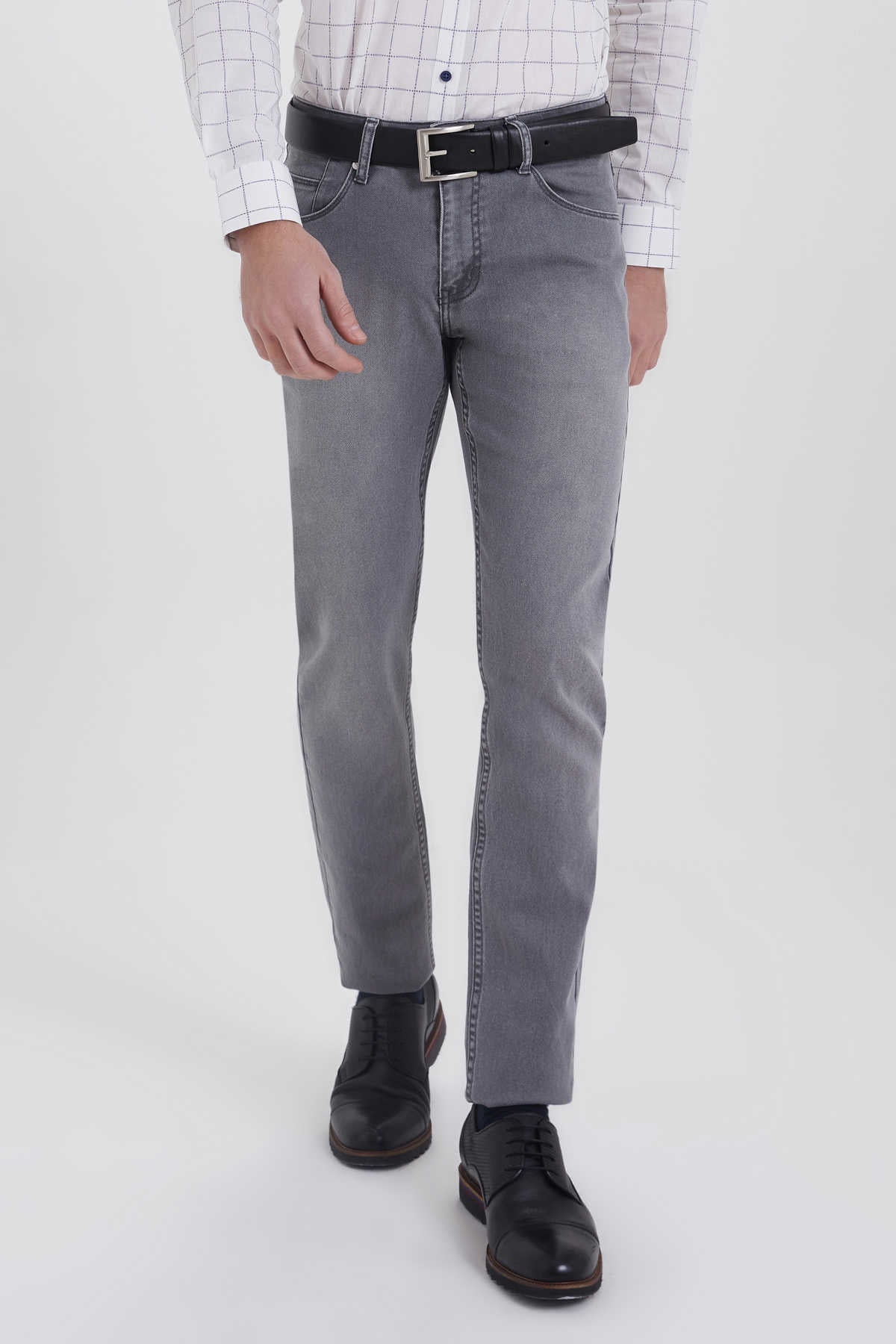 Regular Fit 5 Pocket Low Waist Cotton Gray Denim - SAYKI