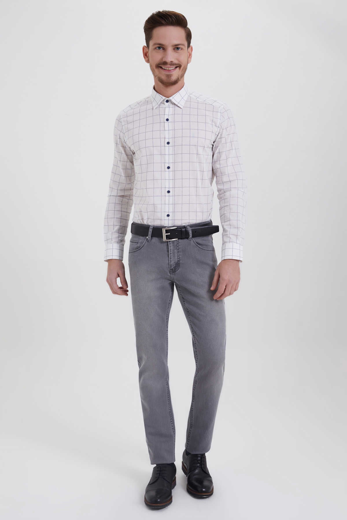 Regular Fit 5 Pocket Low Waist Cotton Gray Denim - SAYKI