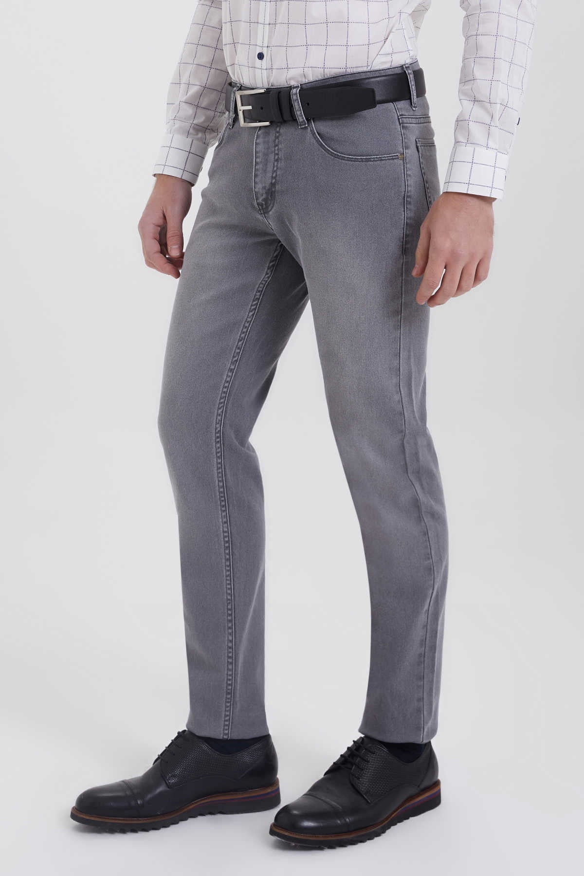 Regular Fit 5 Pocket Low Waist Cotton Gray Denim - SAYKI