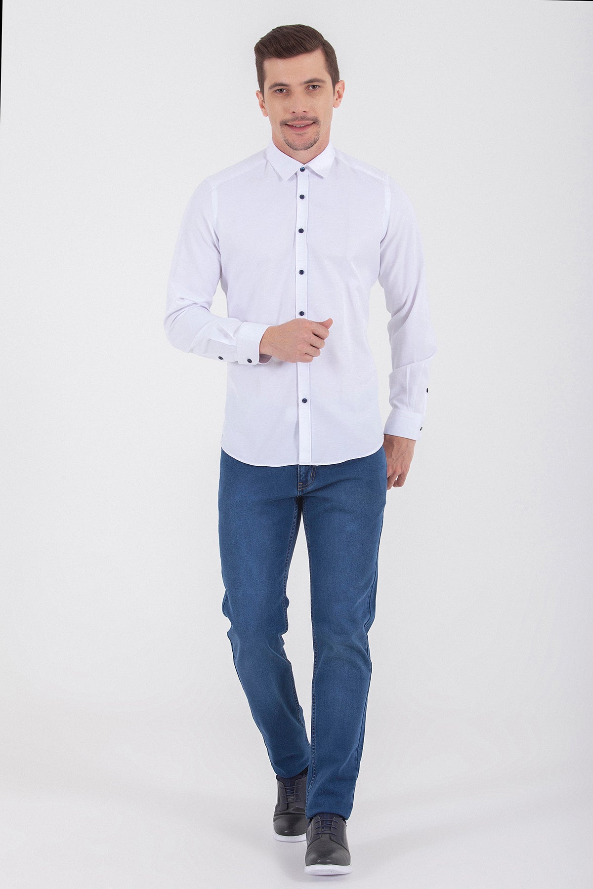 Regular Fit 5 Pocket Low Waist Cotton Navy Denim Jeans