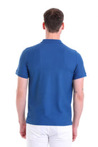 Regular Fit Basic 100% Cotton Indigo Polo T-Shirt - SAYKI