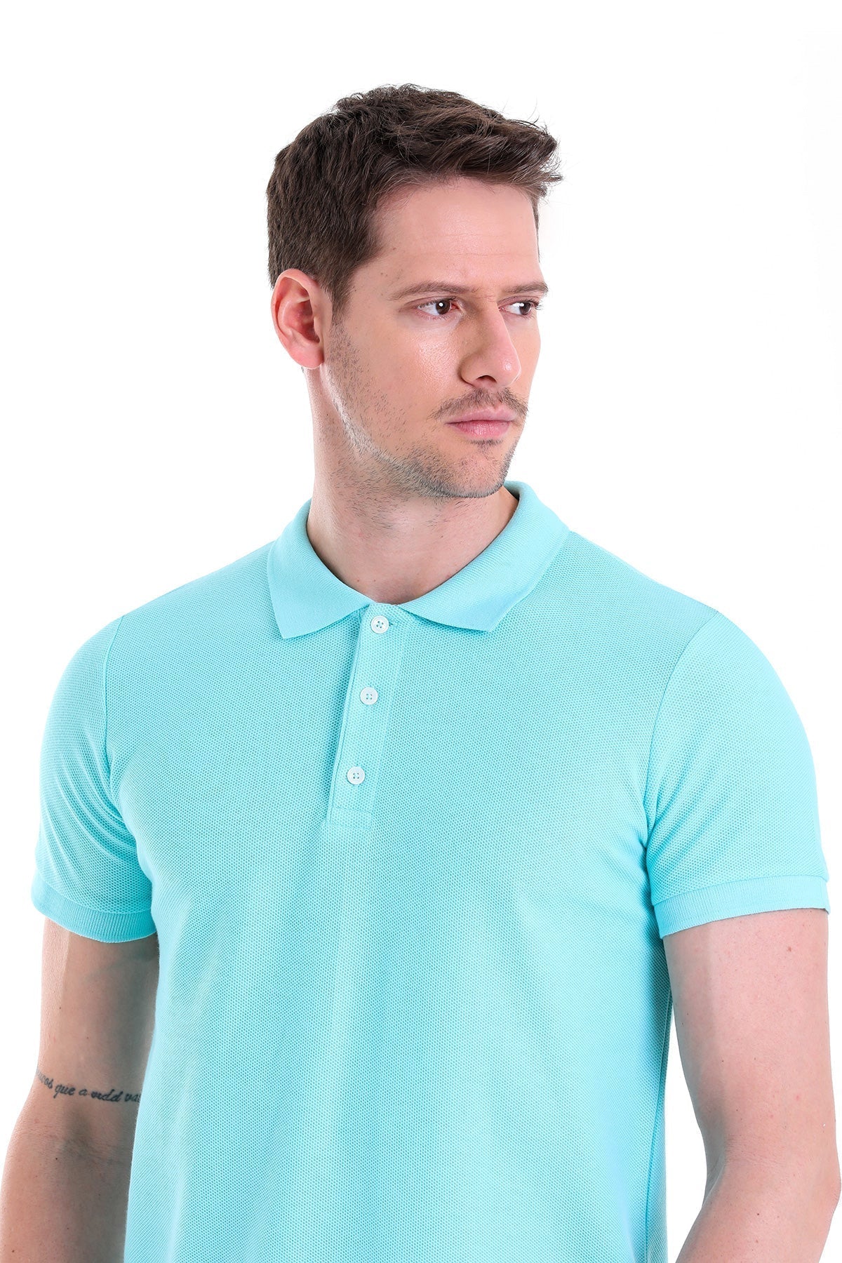 Regular Fit Basic 100% Cotton Mint Polo T-Shirt - SAYKI