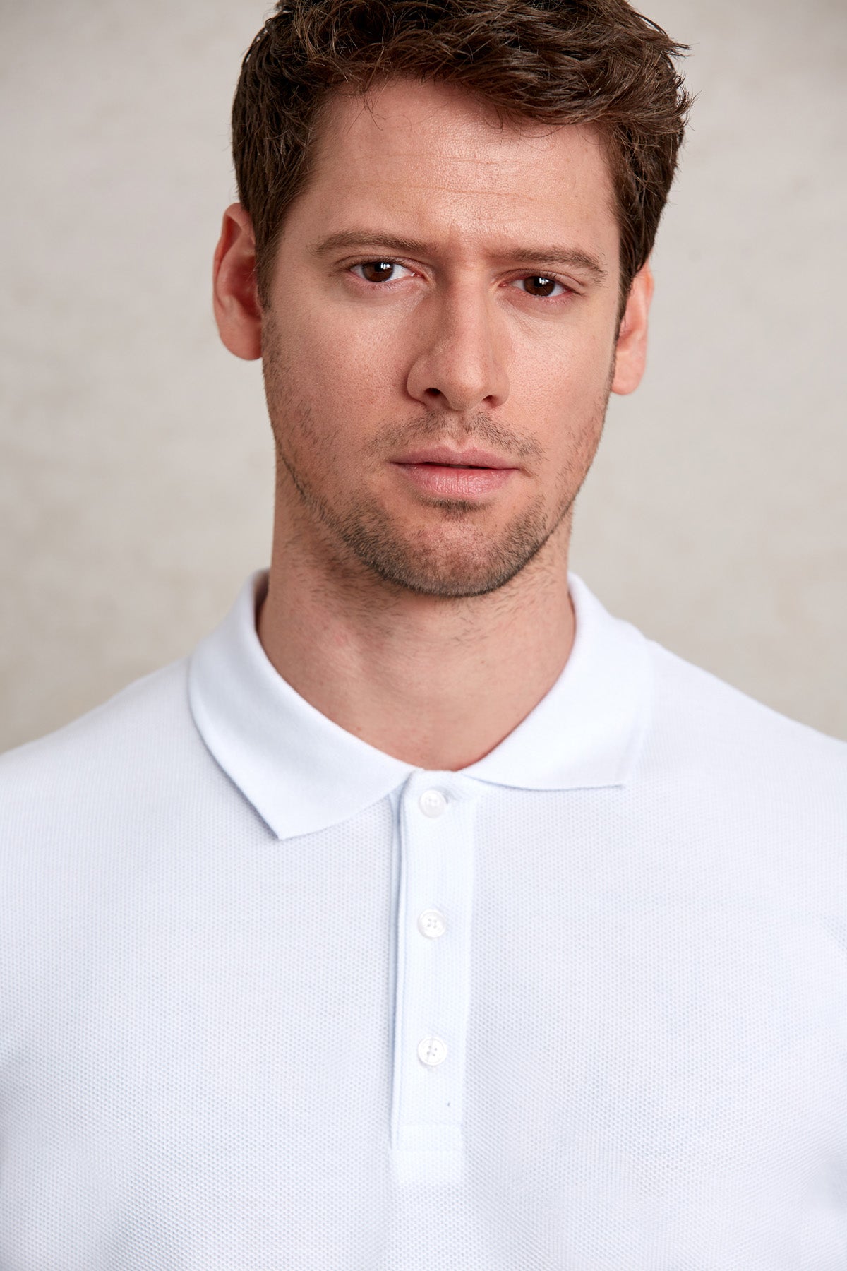 Regular Fit Basic 100% Cotton White Polo T-Shirt - SAYKI