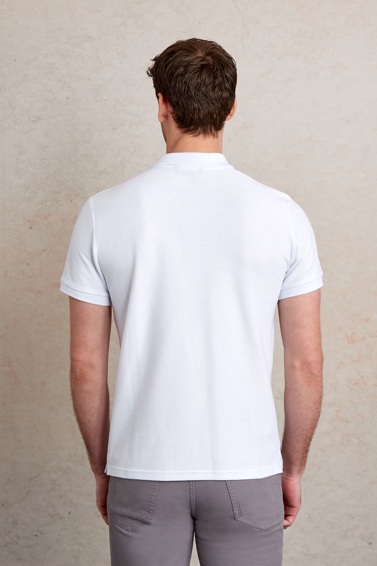 Regular Fit Basic 100% Cotton White Polo T-Shirt - SAYKI