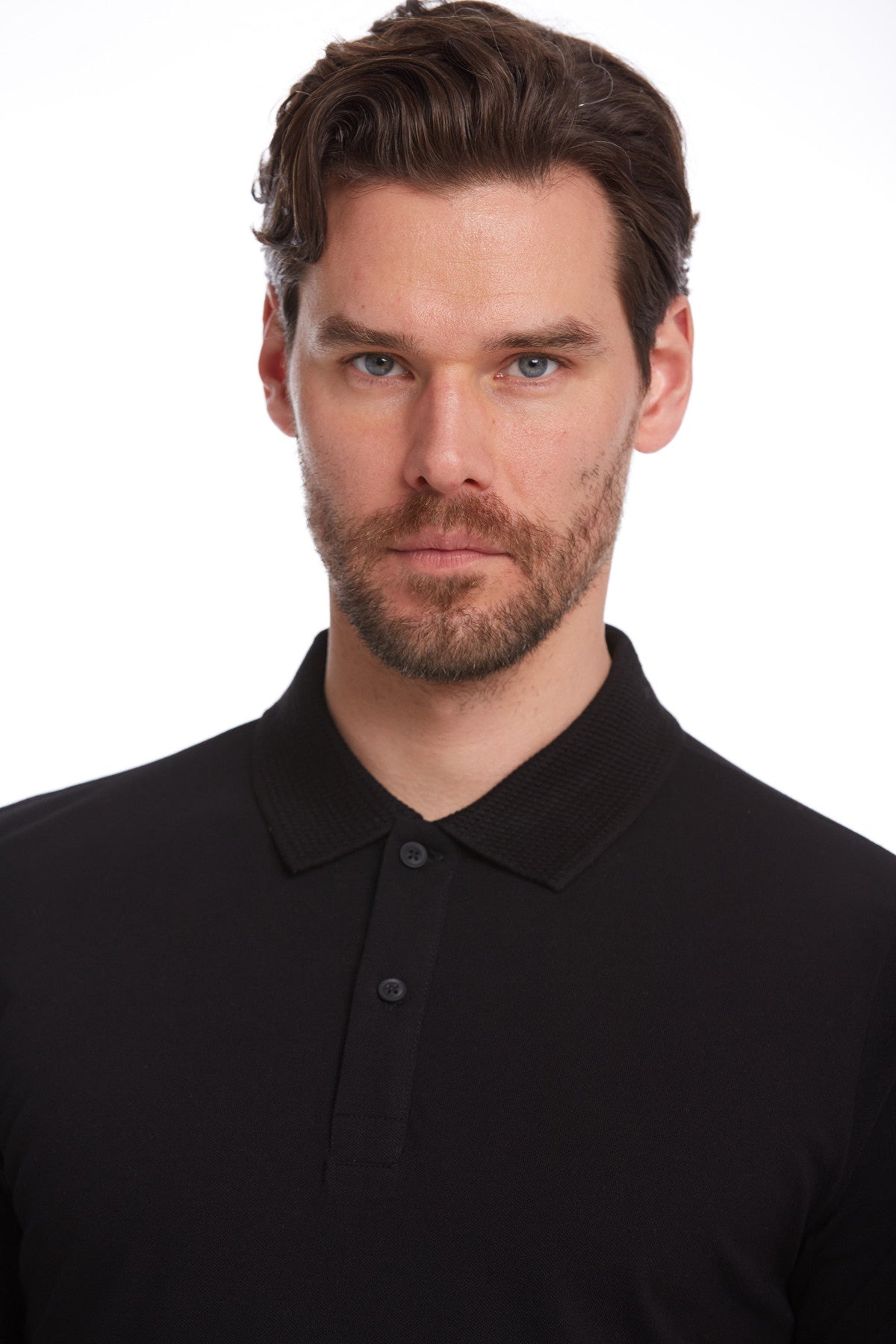 Regular Fit Black 100% Cotton Polo T-Shirt - SAYKI