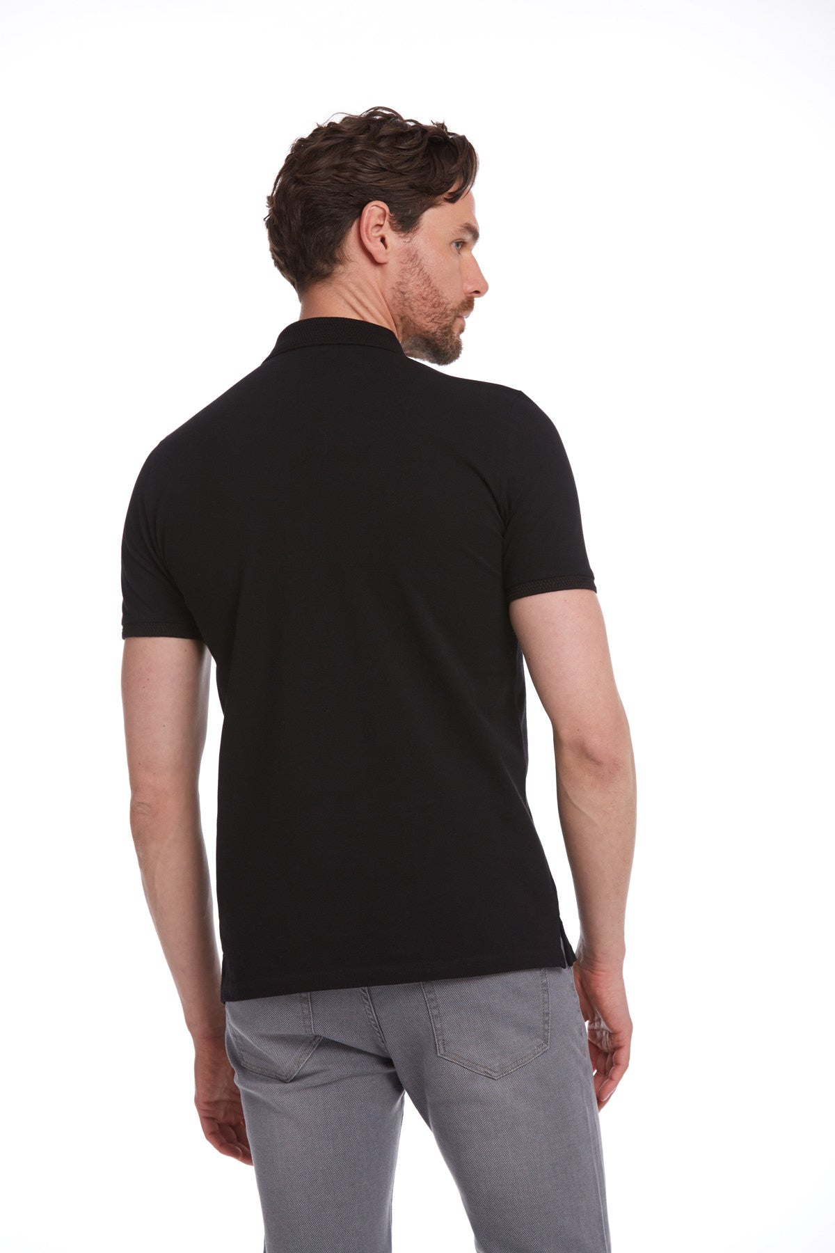 Regular Fit Black 100% Cotton Polo T-Shirt - SAYKI