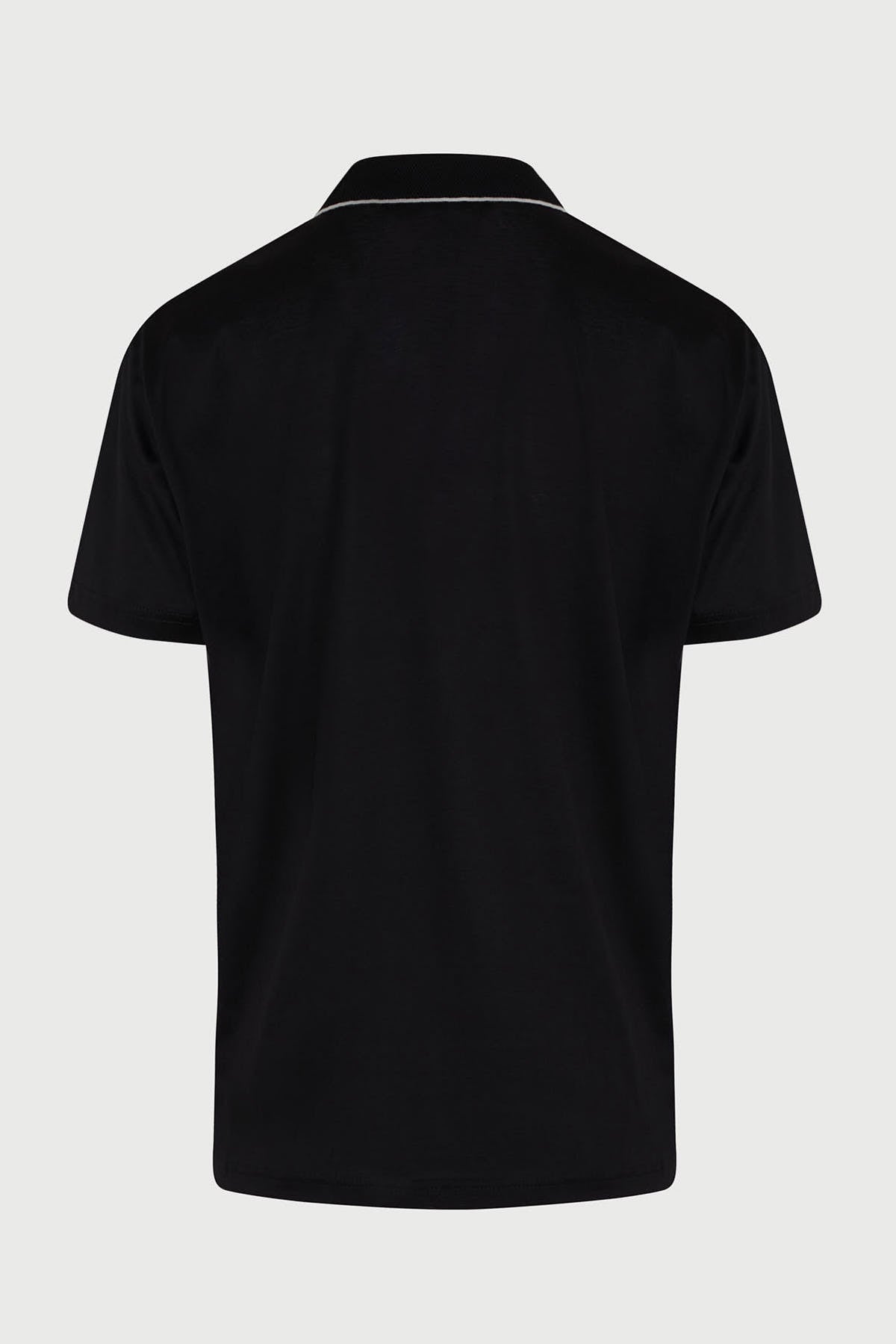 Regular Fit Black Basic Cotton Polo T-Shirt - SAYKI