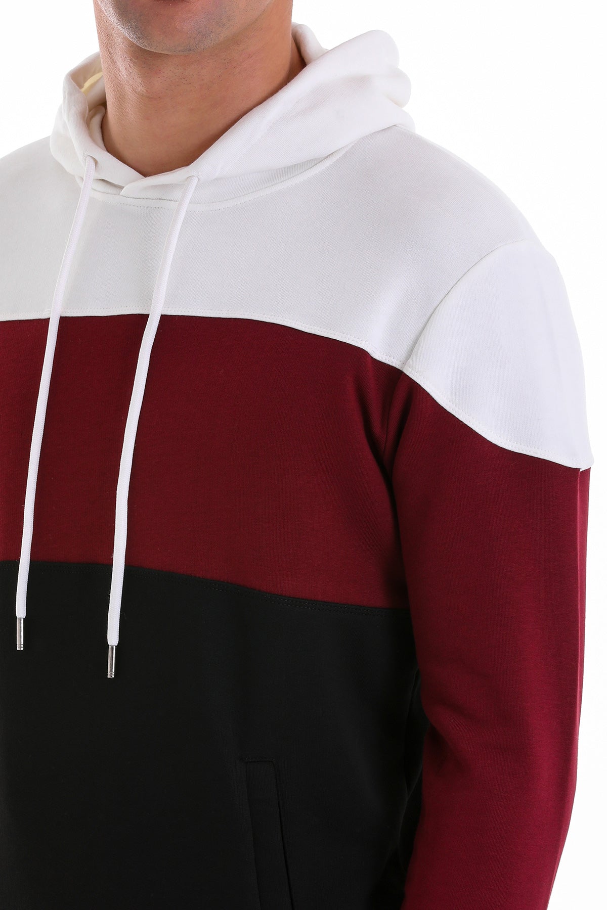 Regular Fit Black Cotton Blend Hooded Sweatshirt - SAYKI