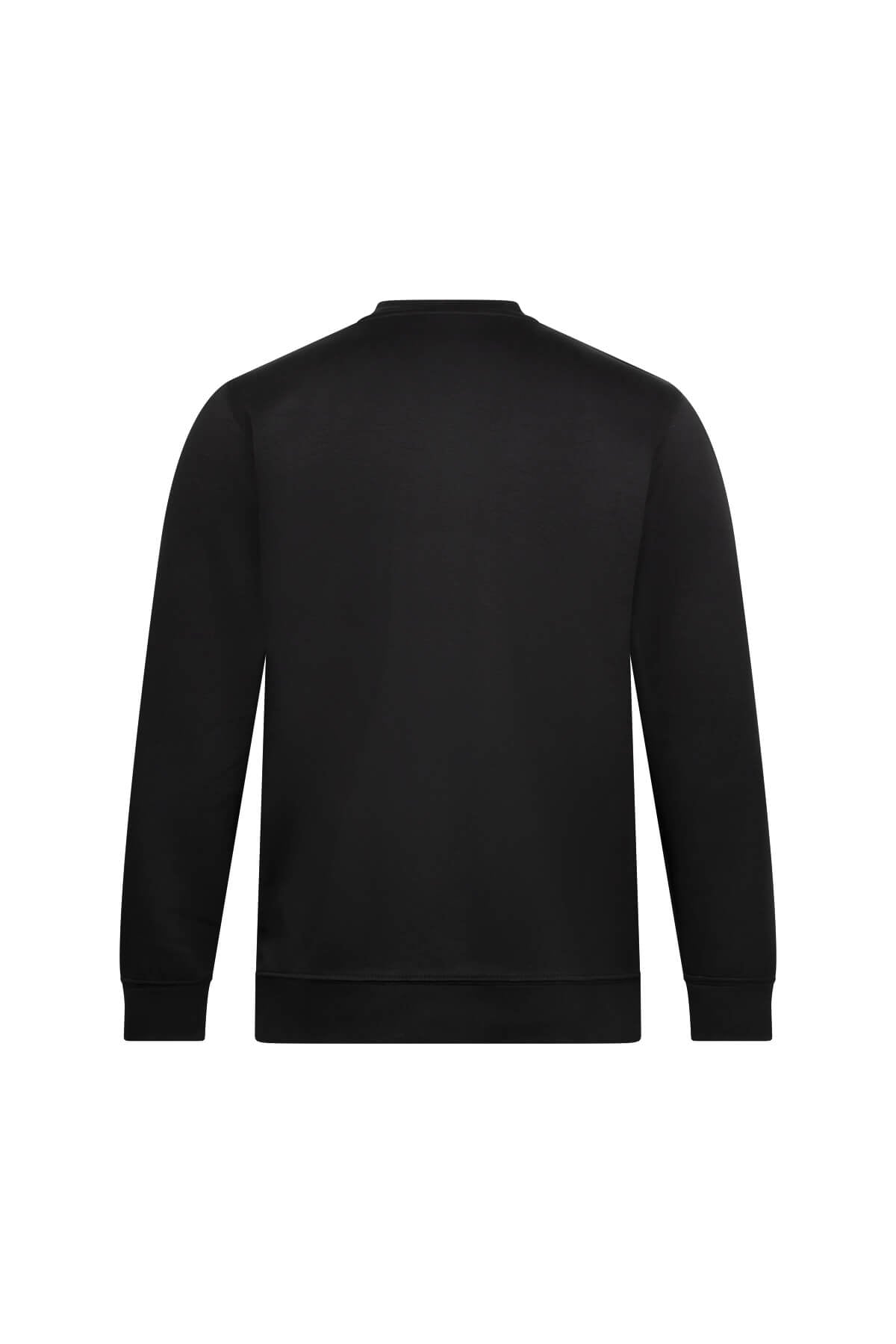 Regular Fit Black Crewneck Sweatshirt - SAYKI