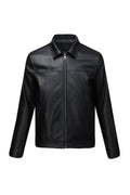 Regular Fit Black Shirt Collar 100% Leather Coat