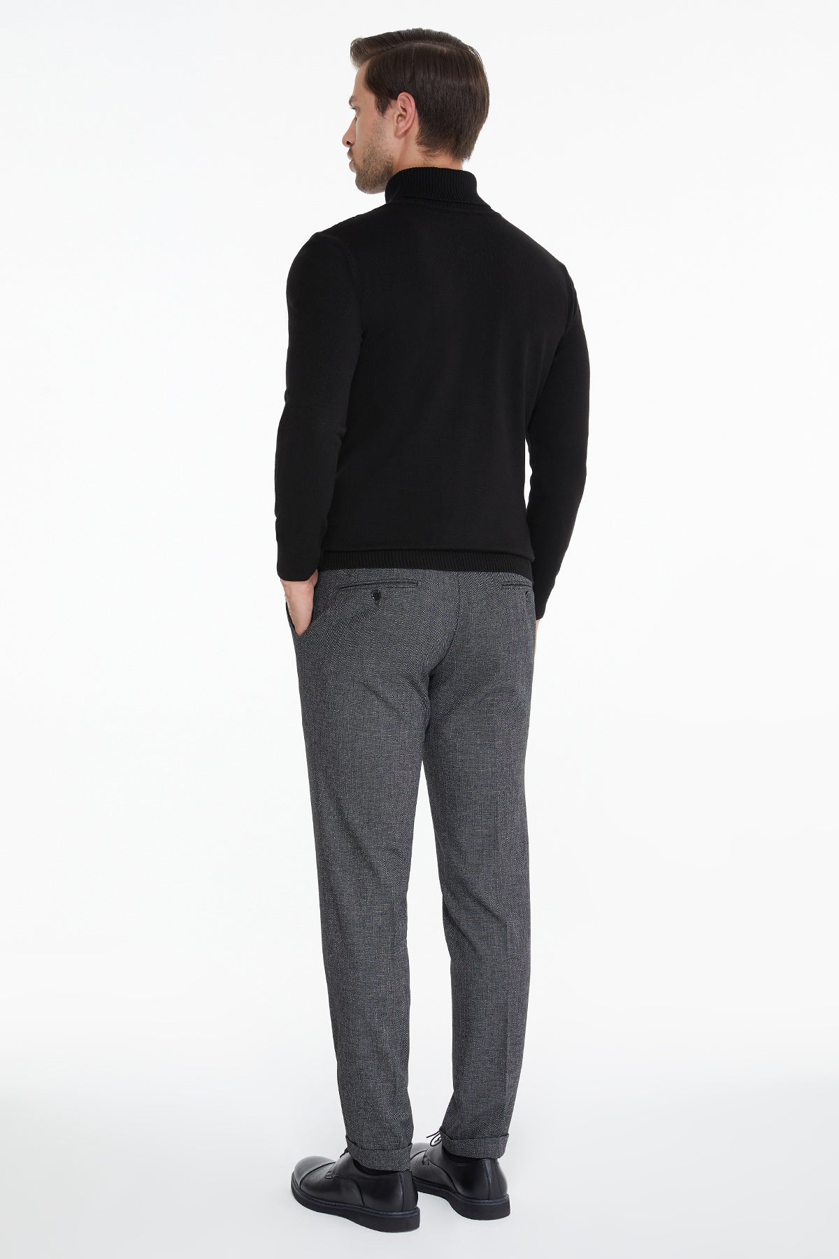 Regular Fit Black Turtleneck Sweater - SAYKI