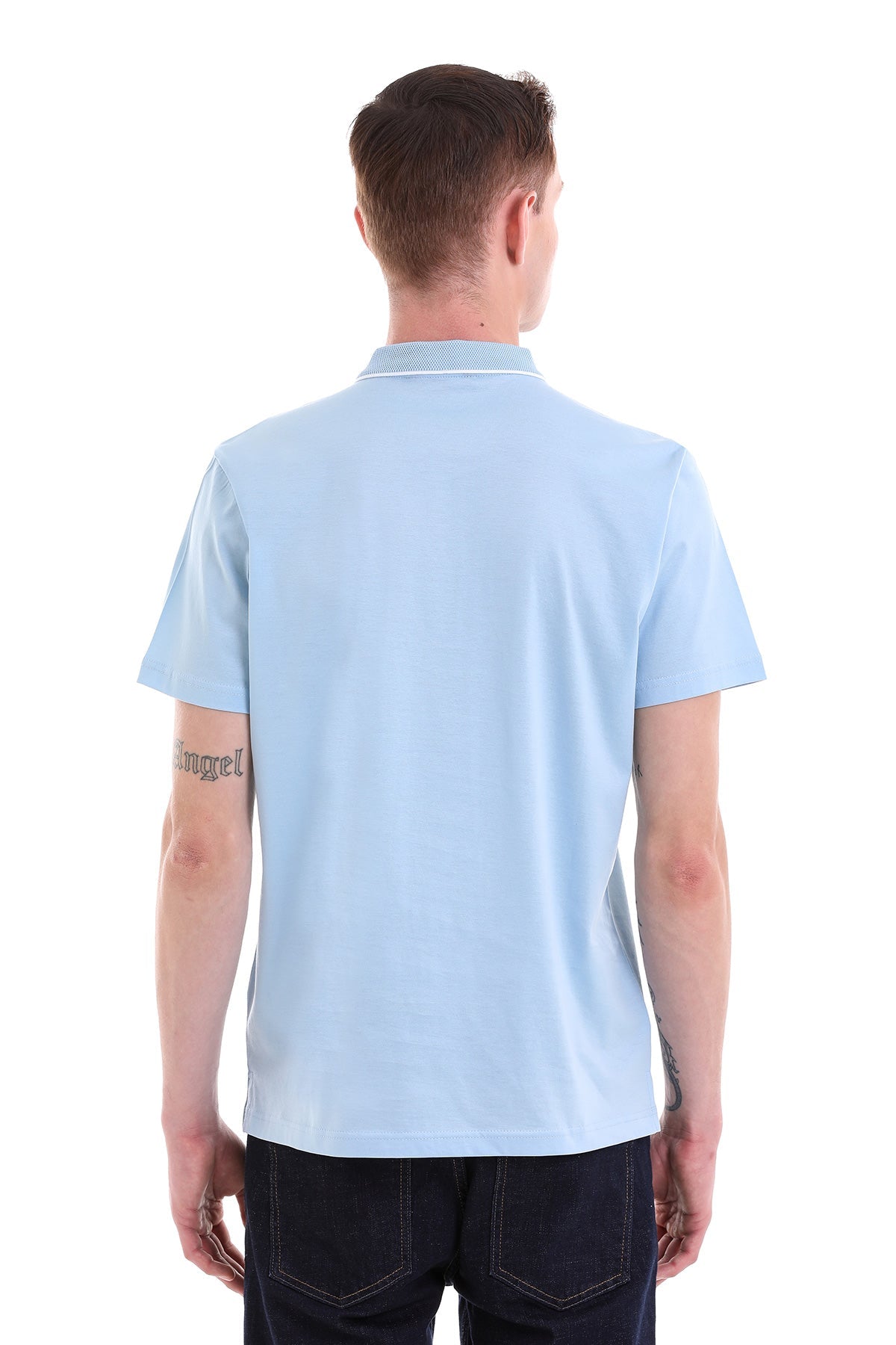 Regular Fit Blue Basic Cotton Polo T-Shirt - SAYKI