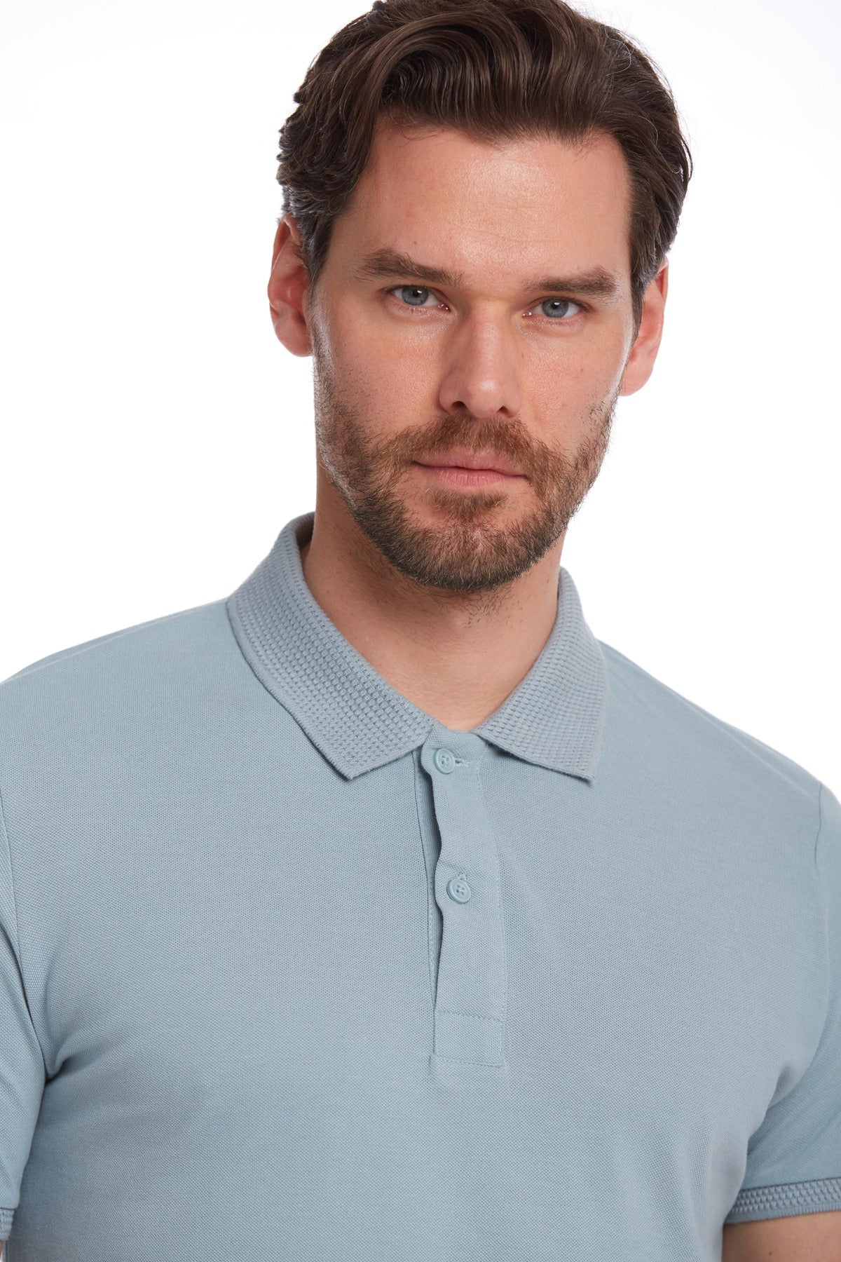 Regular Fit Blue Cotton Polo T-Shirt - SAYKI