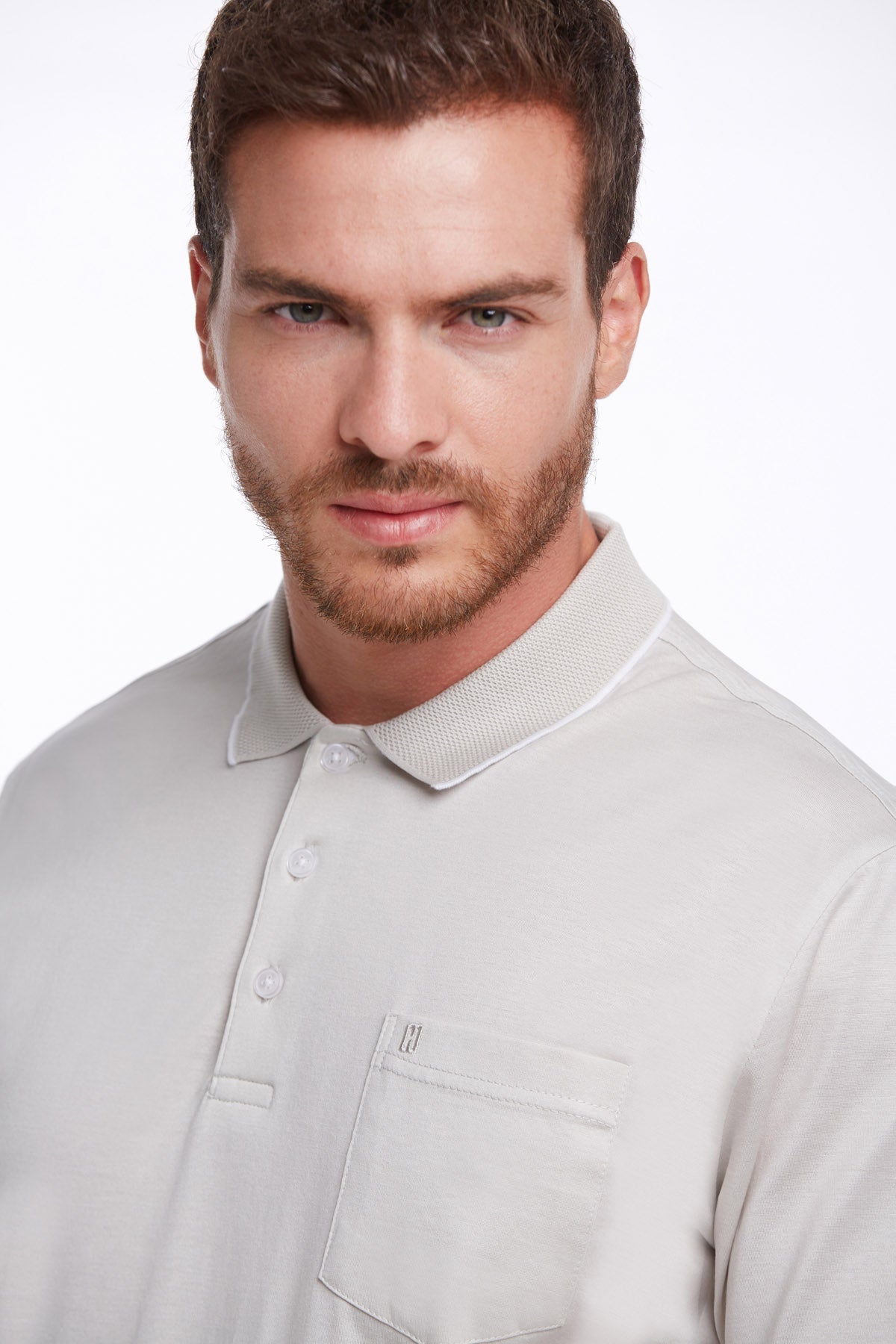 Regular Fit Bone 100% Cotton Polo T-Shirt - SAYKI