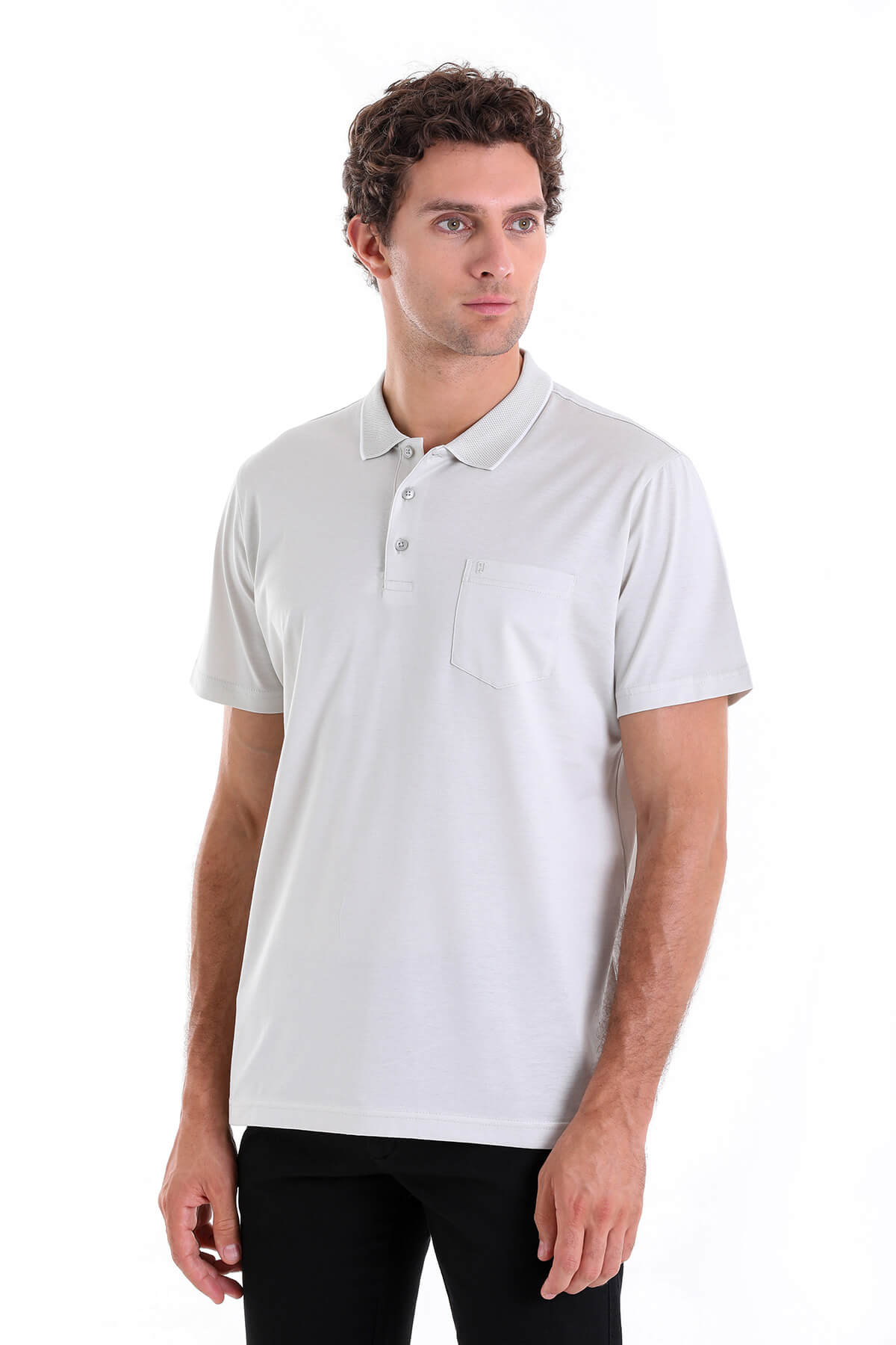 Regular Fit Bone Basic Cotton Polo T-Shirt - SAYKI