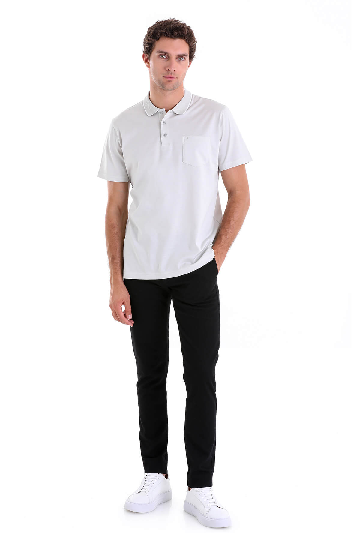 Regular Fit Bone Basic Cotton Polo T-Shirt - SAYKI
