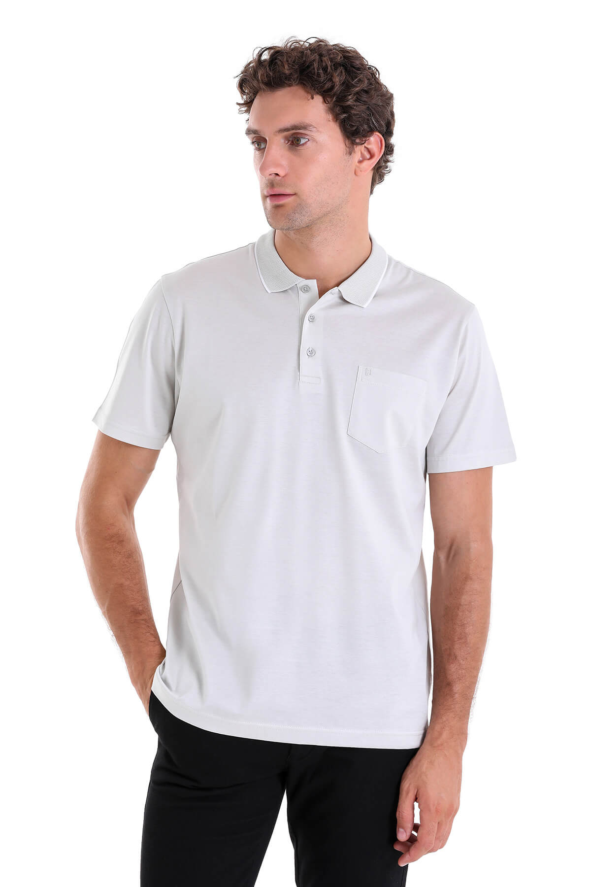 Regular Fit Bone Basic Cotton Polo T-Shirt - SAYKI