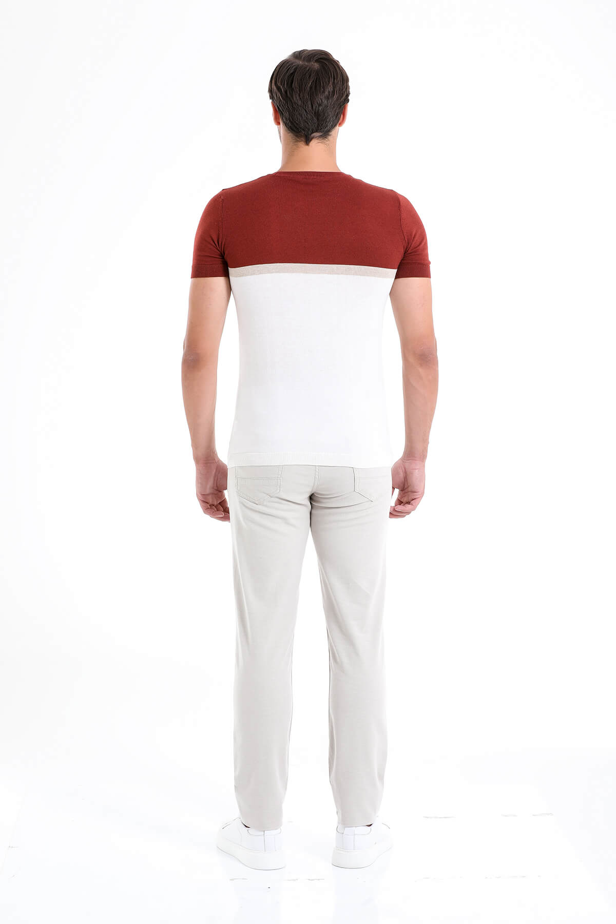 Regular Fit Brick Crew Neck T-Shirt - SAYKI