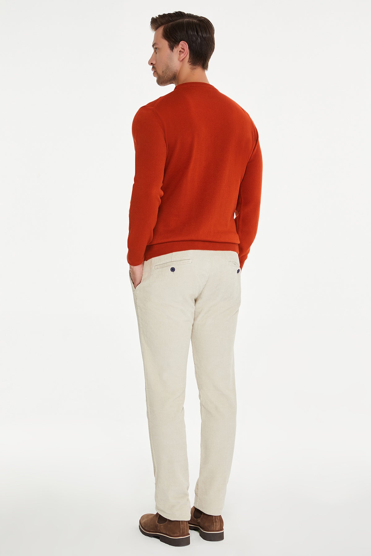 Regular Fit Brick Crewneck Sweater - SAYKI