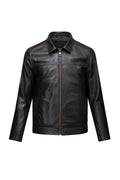 Regular Fit Brown Shirt Collar 100% Leather Coat