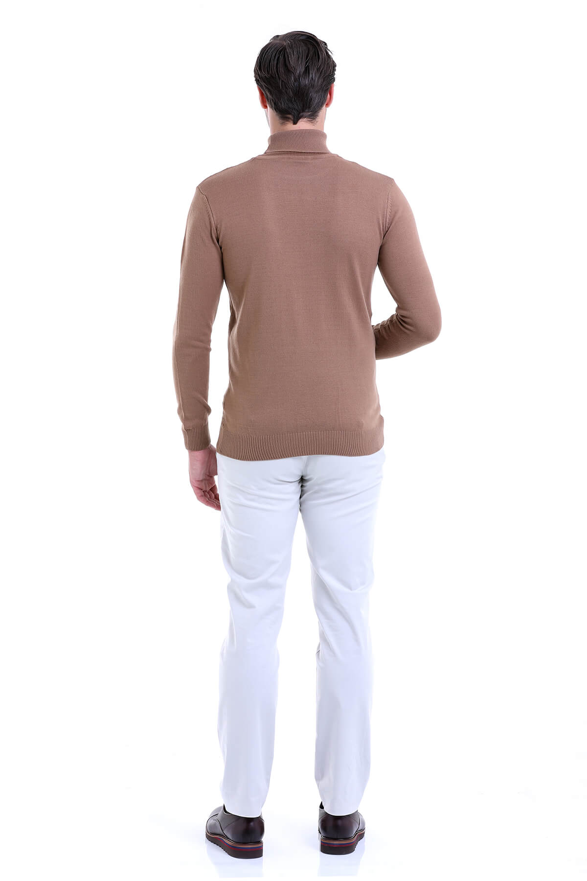 Regular Fit Brown Turtleneck Sweater - SAYKI