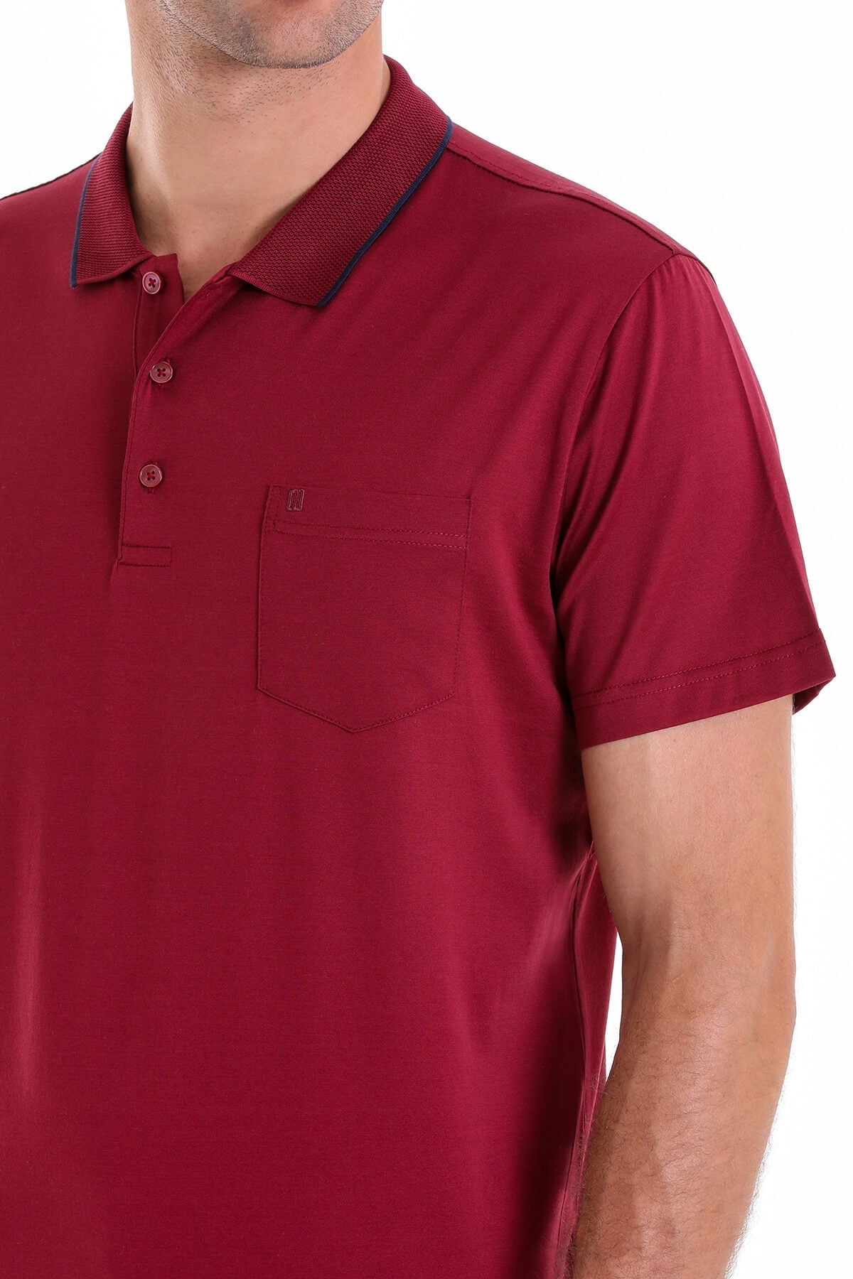 Regular Fit Burgundy Basic 100% Cotton Polo T-Shirt - SAYKI