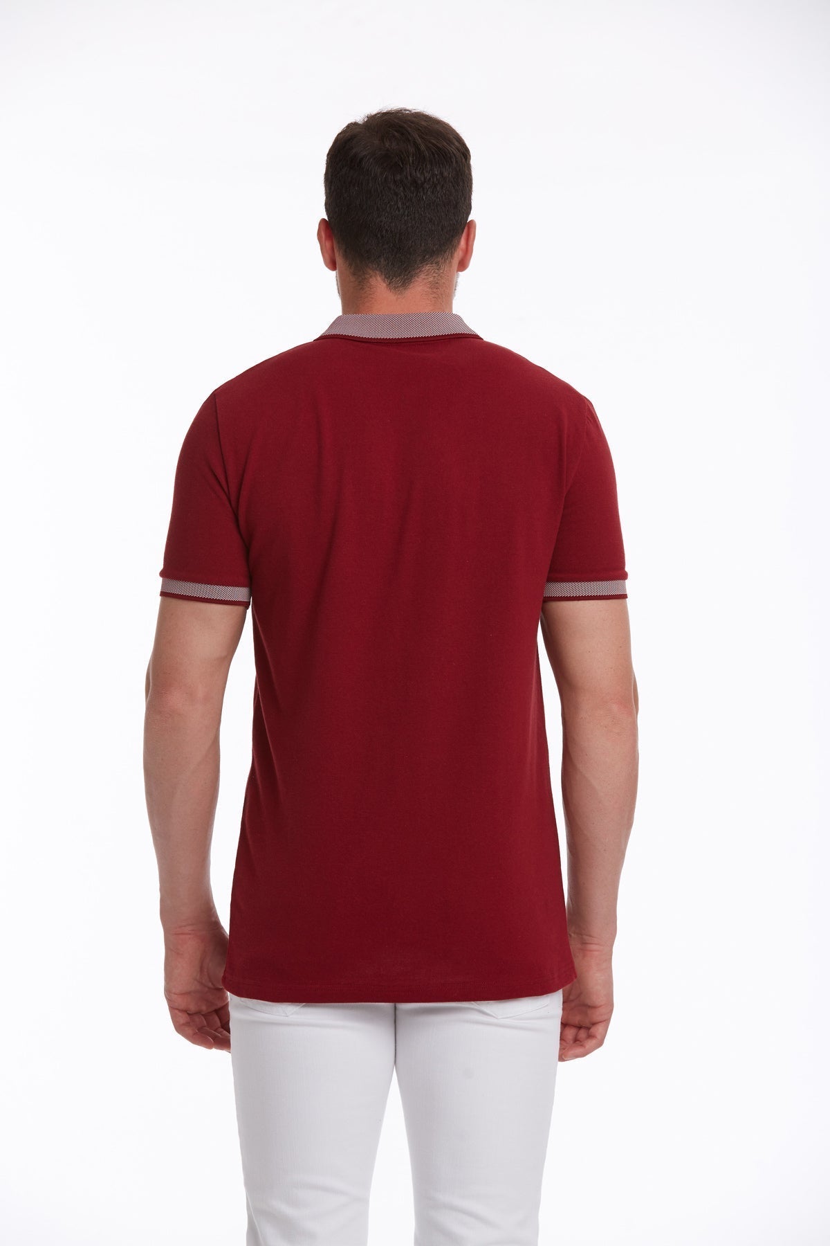 Regular Fit Burgundy Basic Cotton Polo T-Shirt - SAYKI
