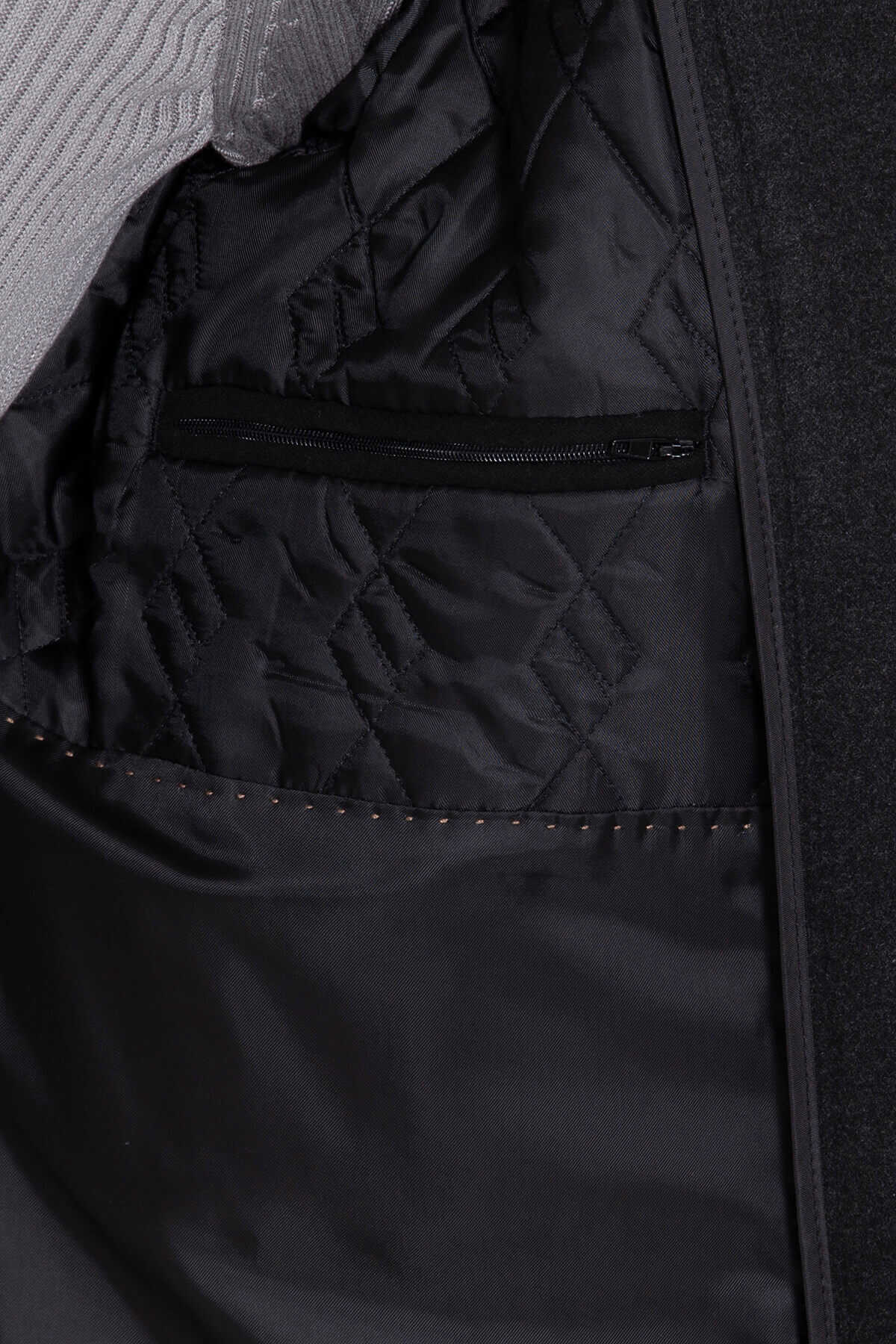 Regular Fit Cachet Double Breasted Black Coat - SAYKI