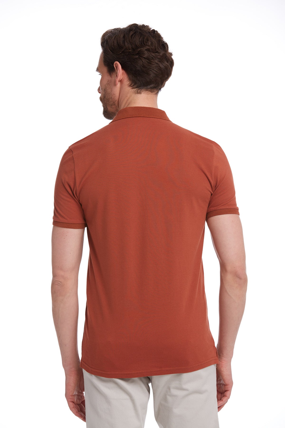 Regular Fit Cinnamon Basic Cotton Polo T-Shirt - SAYKI
