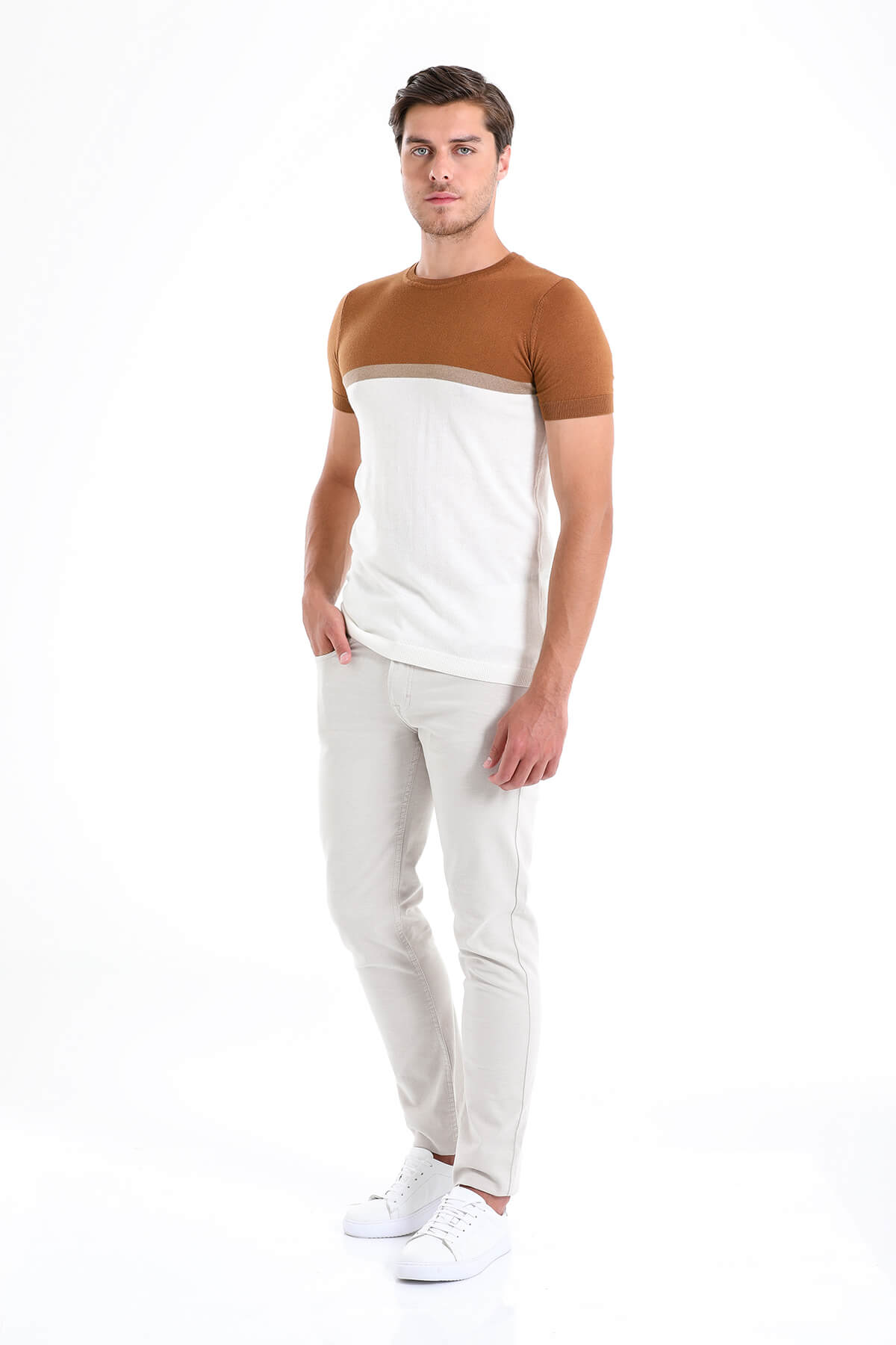 Regular Fit Cinnamon Crew Neck T-Shirt - SAYKI