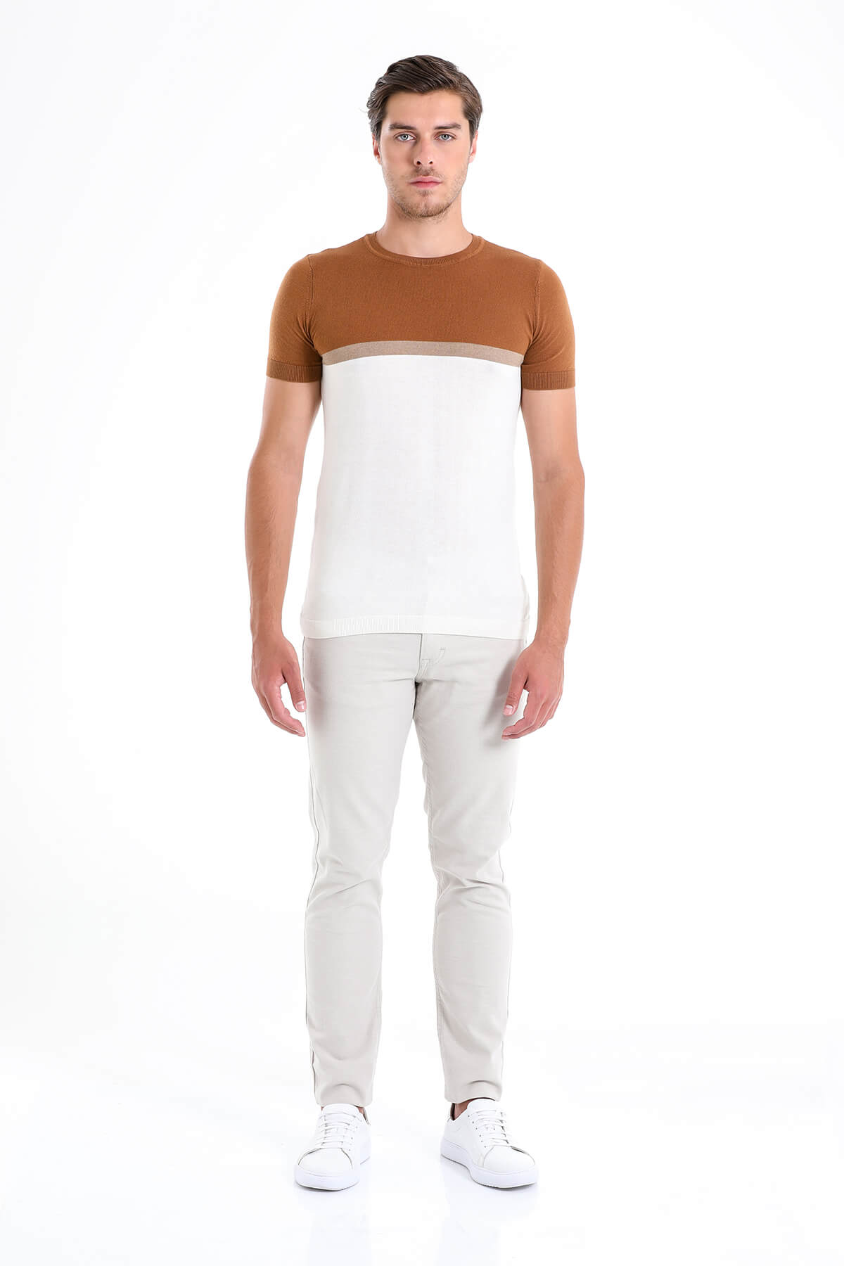 Regular Fit Cinnamon Crew Neck T-Shirt - SAYKI