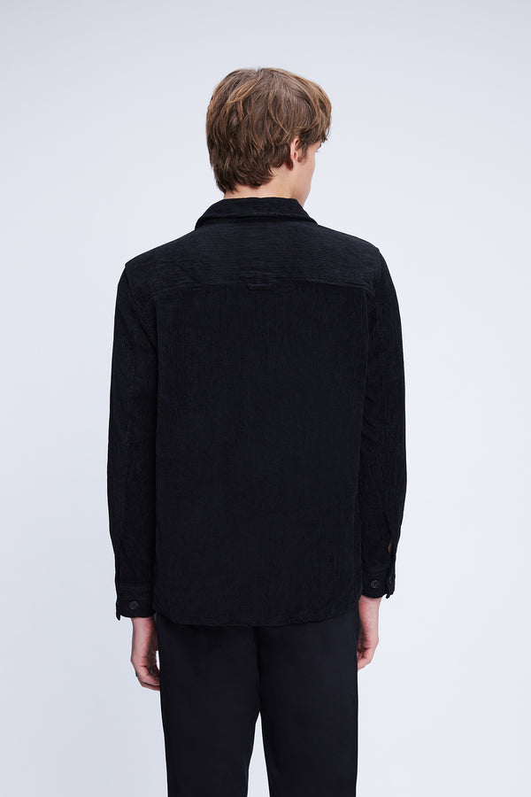 Regular Fit Corduroy Shacket Black Casual Shirt - SAYKI