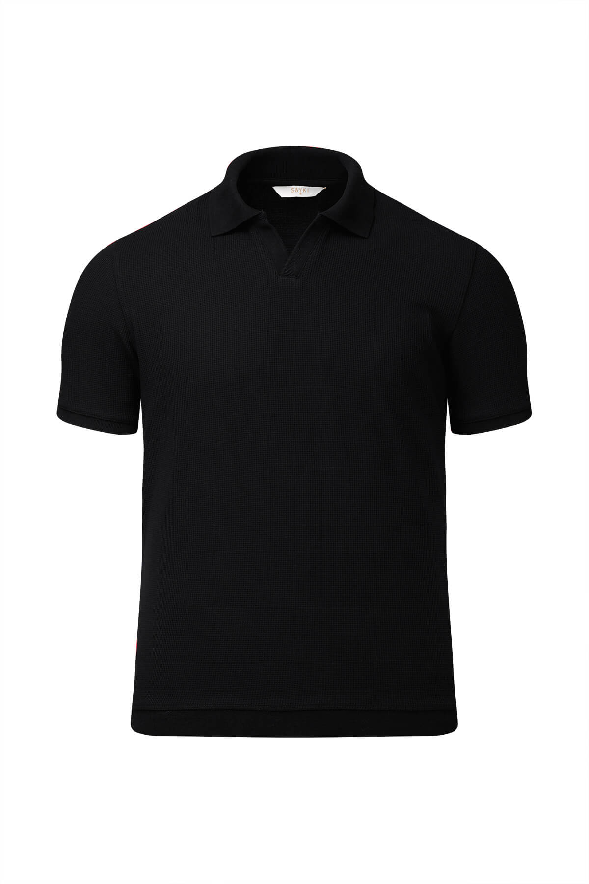 Regular Fit Cotton Blend Black Polo - SAYKI