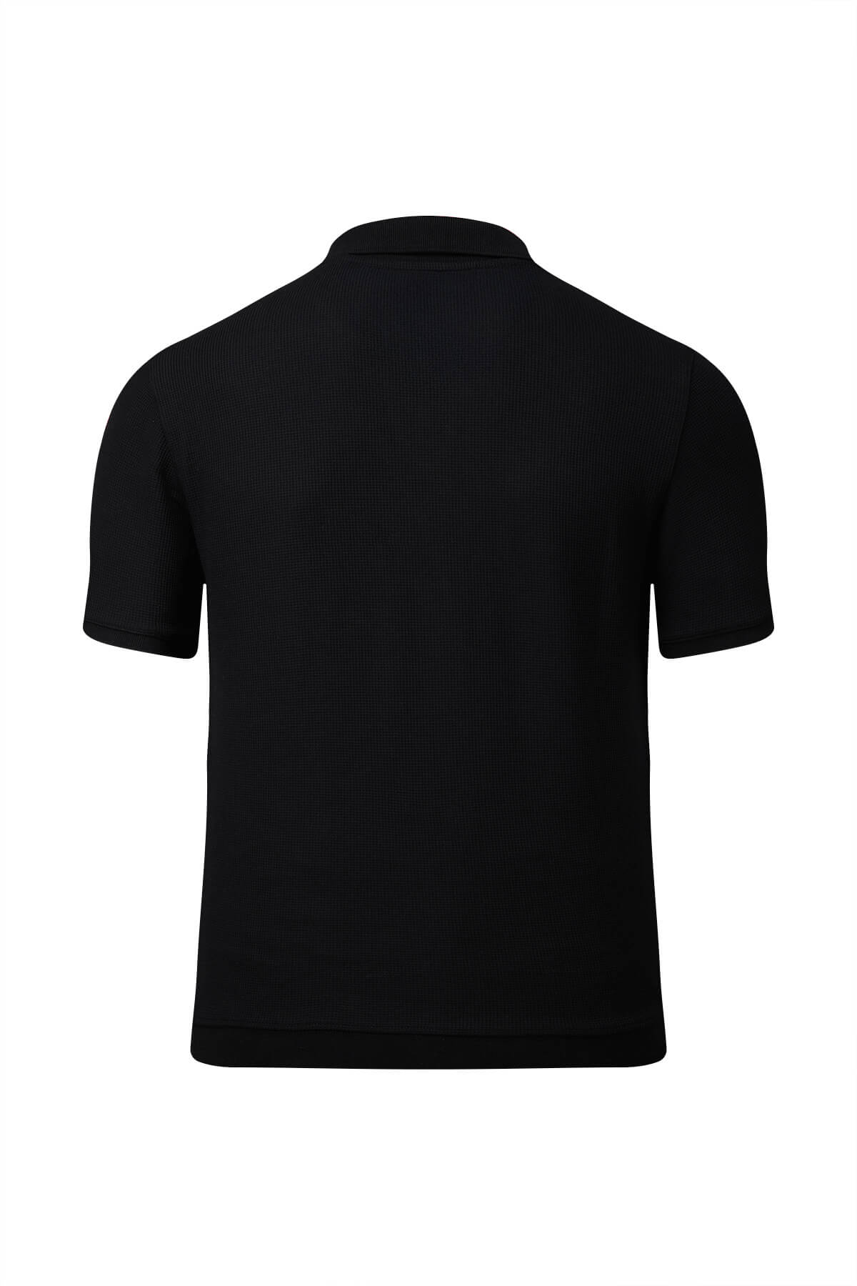 Regular Fit Cotton Blend Black Polo - SAYKI