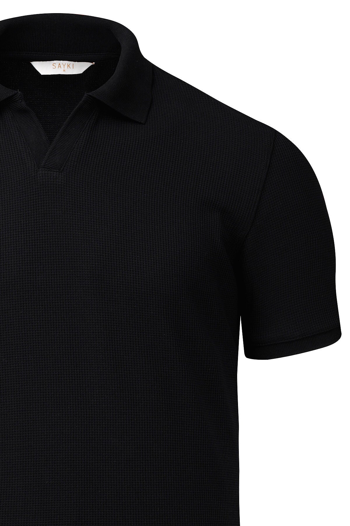 Regular Fit Cotton Blend Black Polo - SAYKI