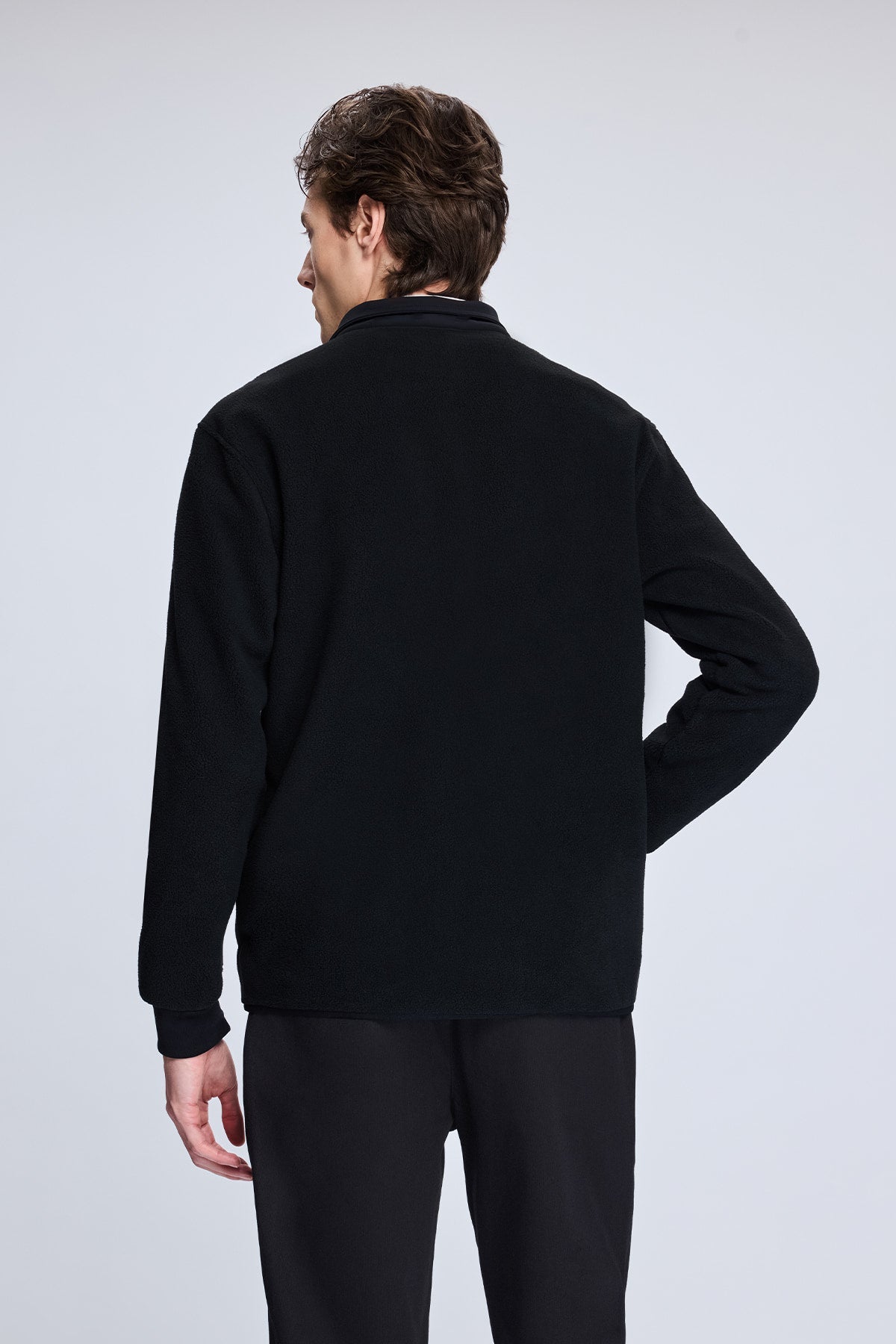 Regular Fit Cotton Blend Black Seasonal Coat - SAYKI