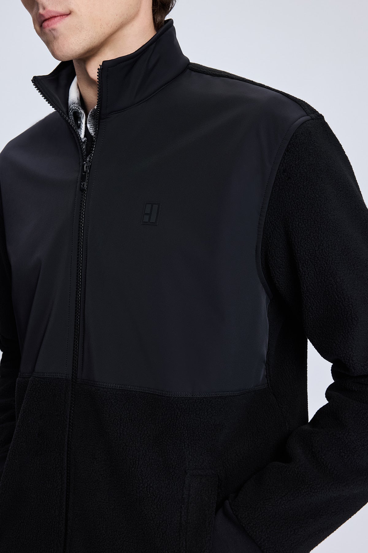 Regular Fit Cotton Blend Black Seasonal Coat - SAYKI