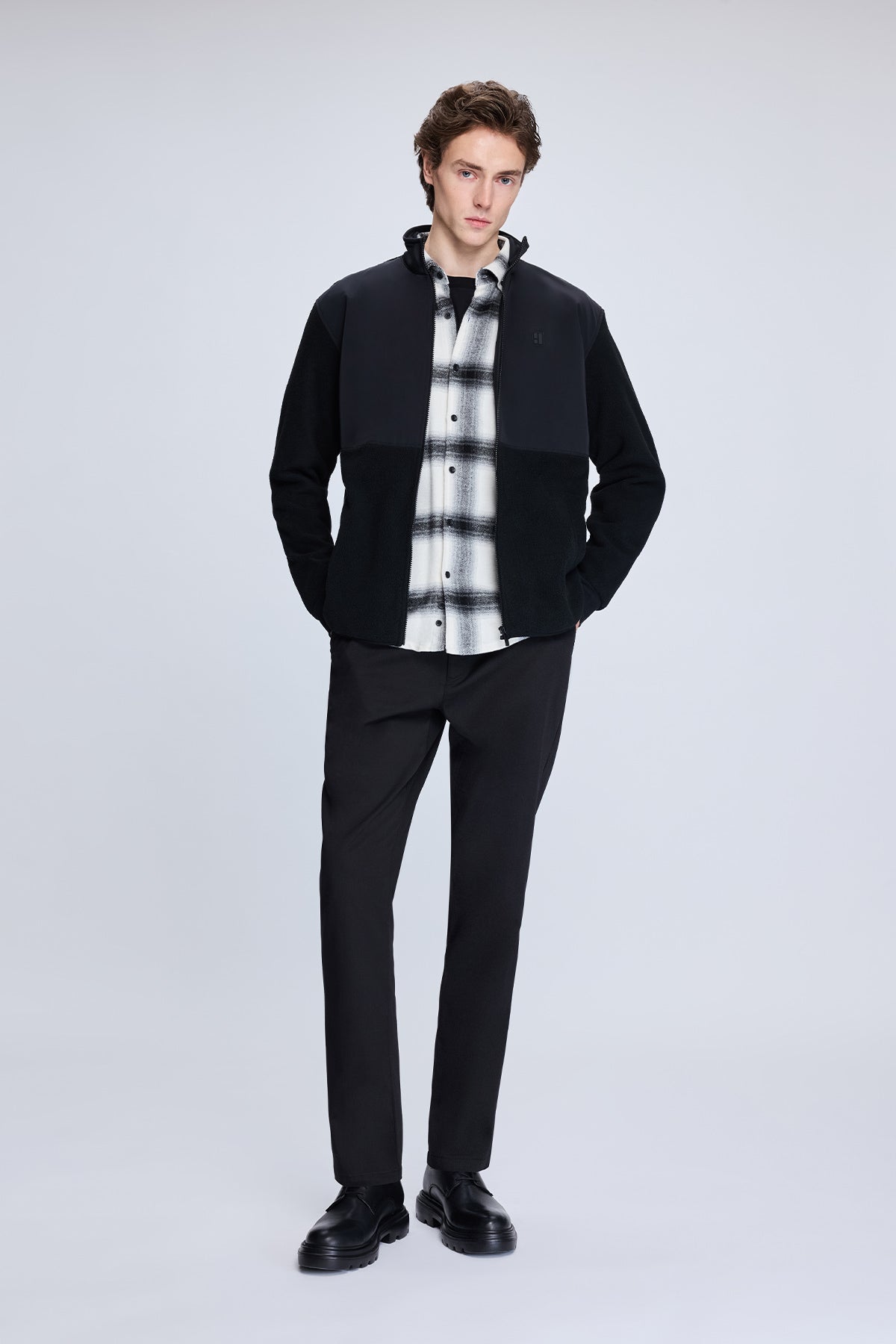 Regular Fit Cotton Blend Black Seasonal Coat - SAYKI