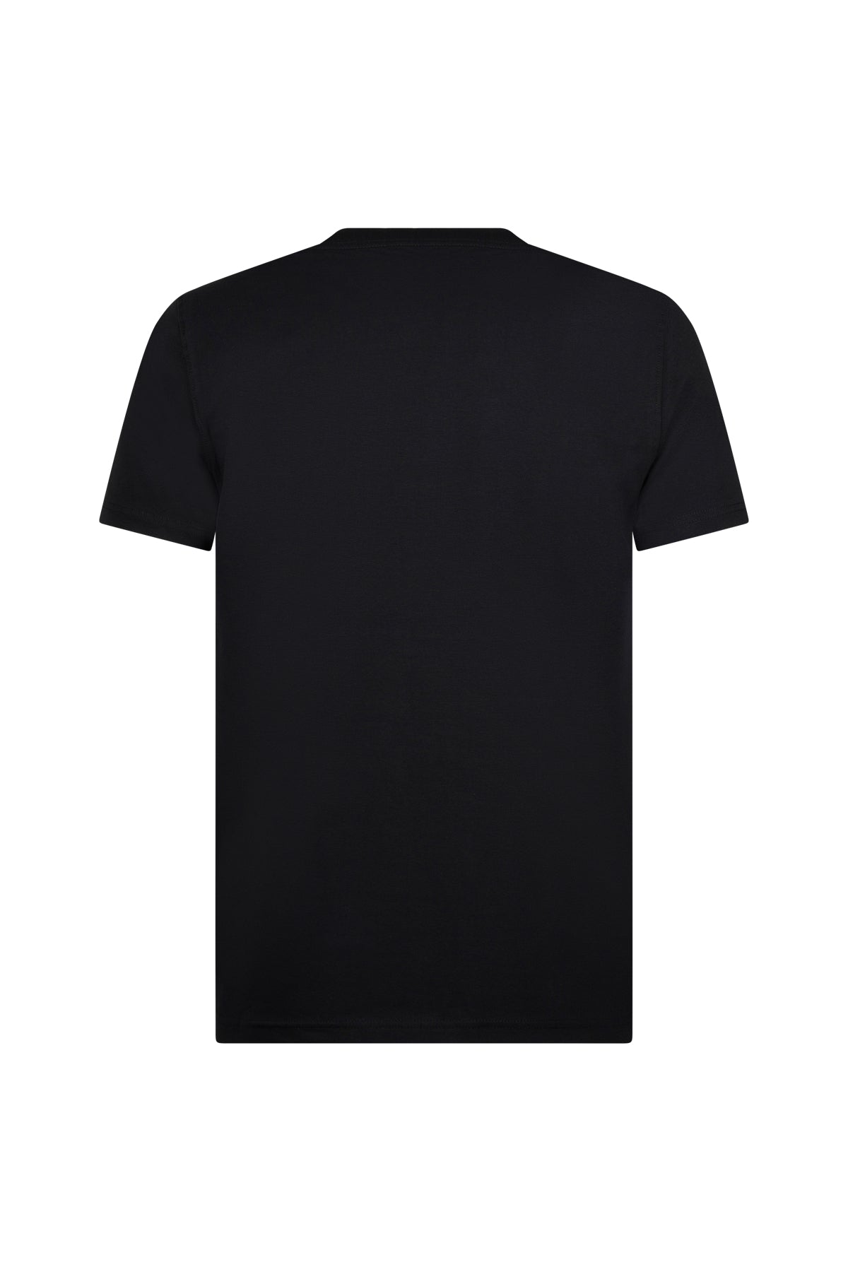 Regular Fit Cotton Blend Black V-Neck T-Shirt - SAYKI