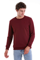Regular Fit Cotton Blend Burgundy Crewneck Sweatshirt