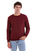 Regular Fit Cotton Blend Burgundy Crewneck Sweatshirt
