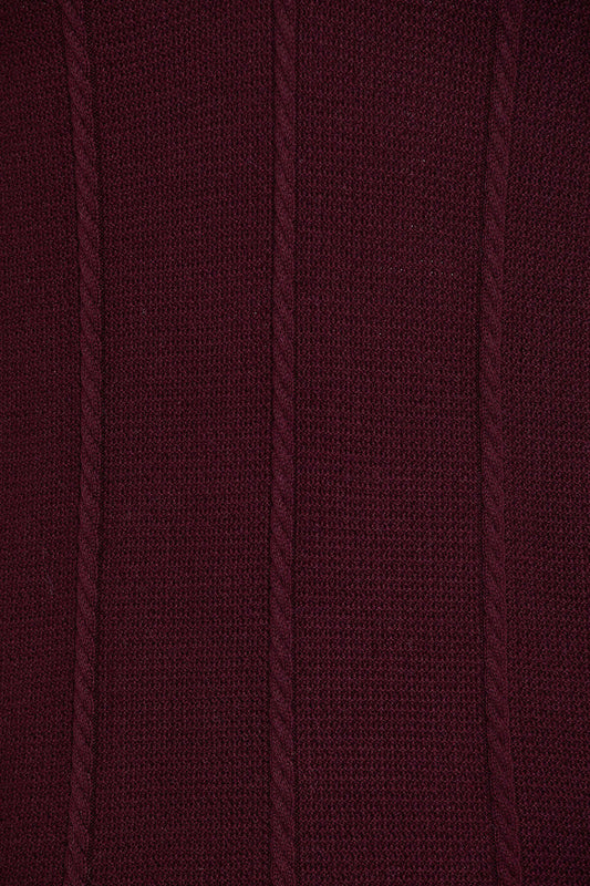 Regular Fit Cotton Blend Burgundy Polo Sweater SAYKI