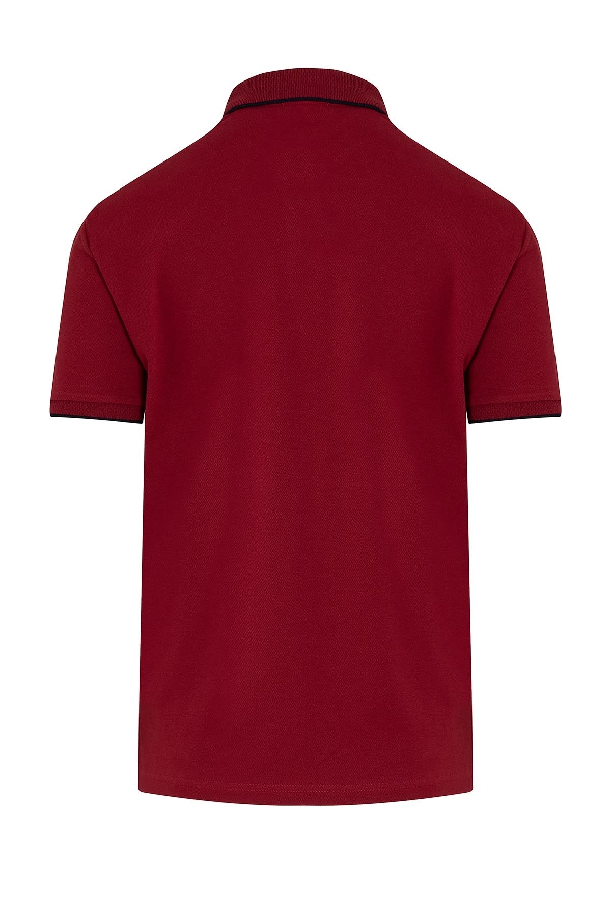 Regular Fit Cotton Blend Burgundy Polo T-Shirt - SAYKI