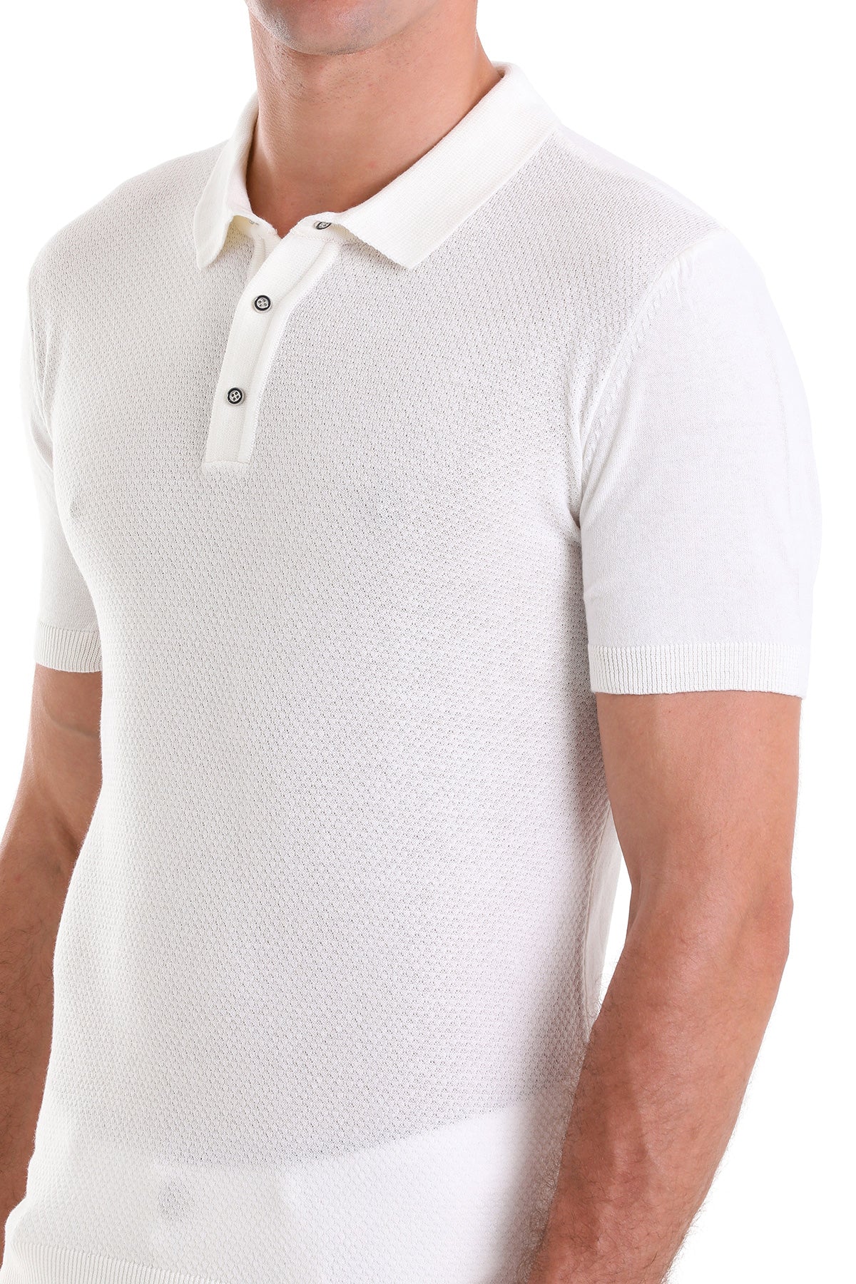 Regular Fit Cotton Blend Ecru Polo T-Shirt - SAYKI