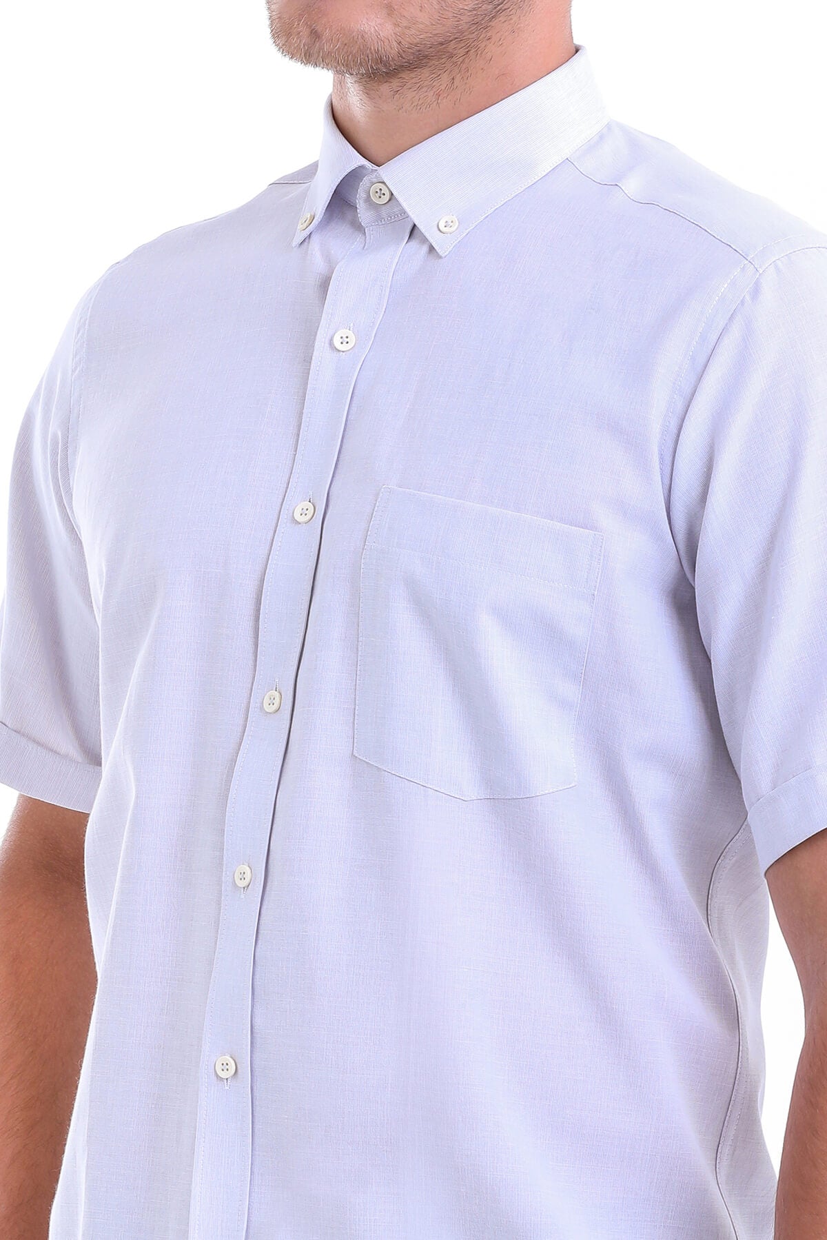 Regular Fit Cotton Blend Gray Dress Shirt - SAYKI