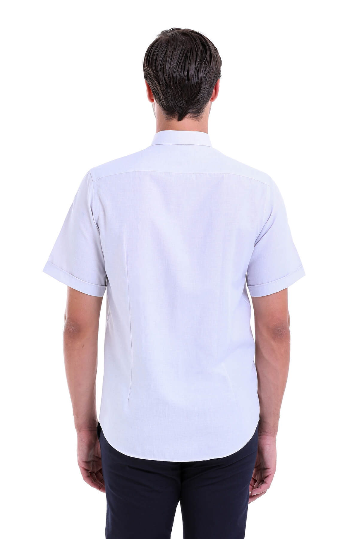 Regular Fit Cotton Blend Gray Dress Shirt - SAYKI