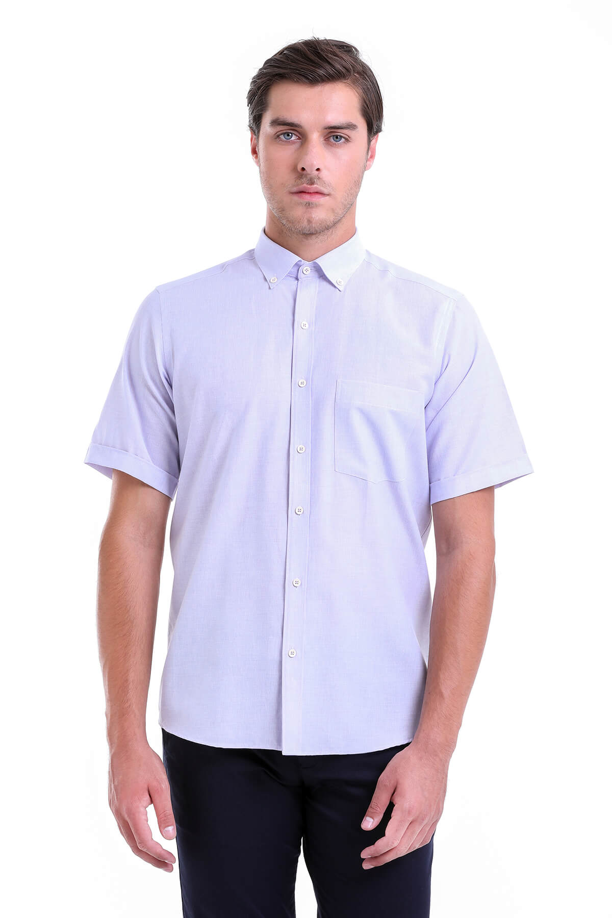 Regular Fit Cotton Blend Lilac Dress Shirt - SAYKI